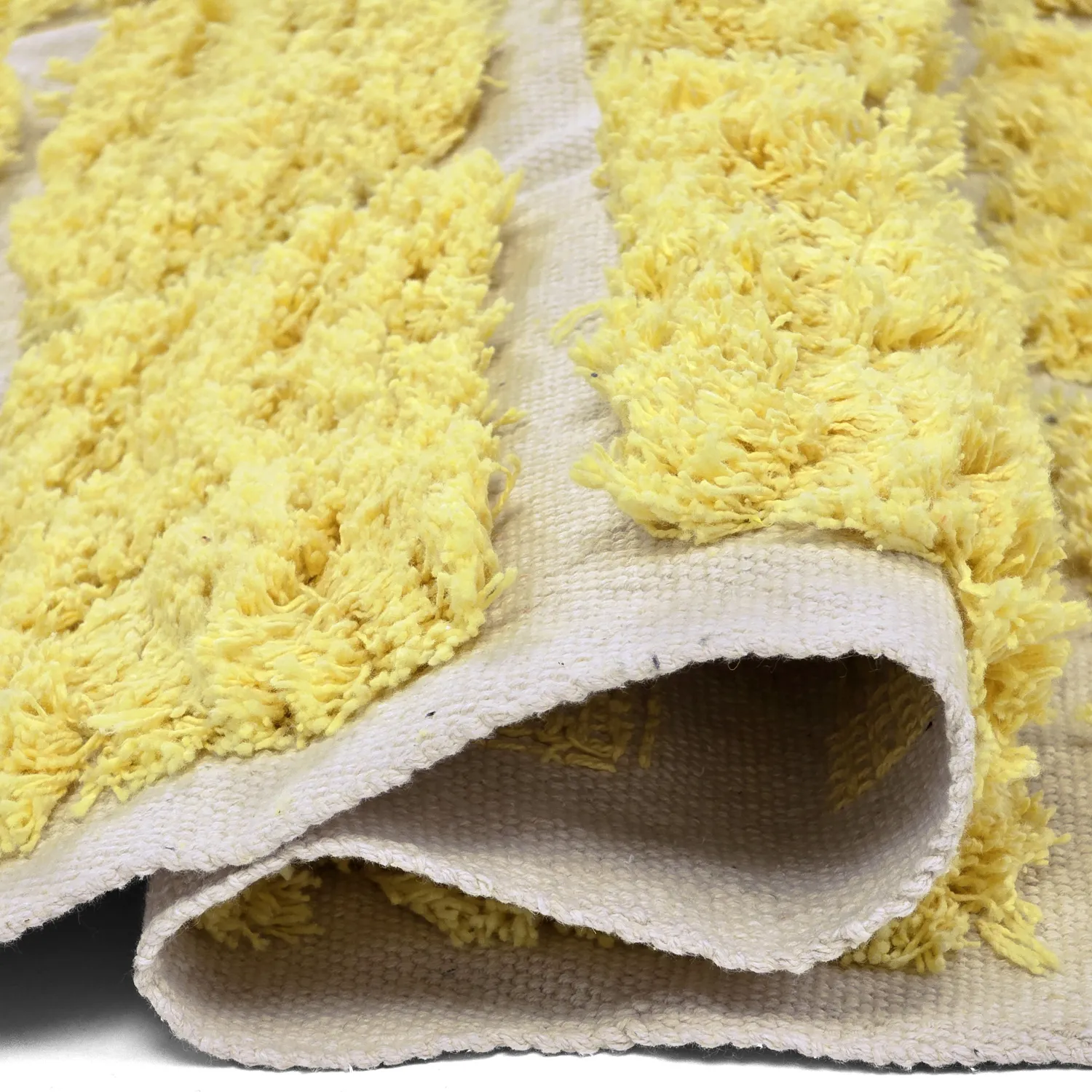 Hoogpolig vloerkleed - Zola Natural Cotton Shaggy (geel)