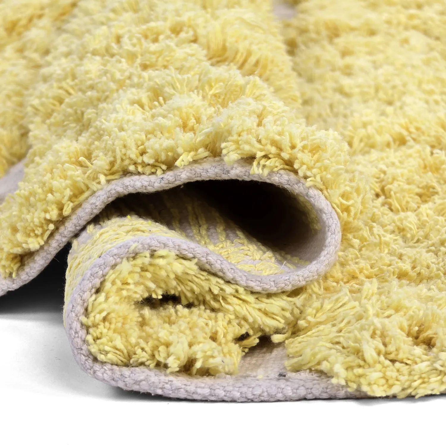 Rond vloerkleed - Zola Natural Cotton Shaggy (geel)