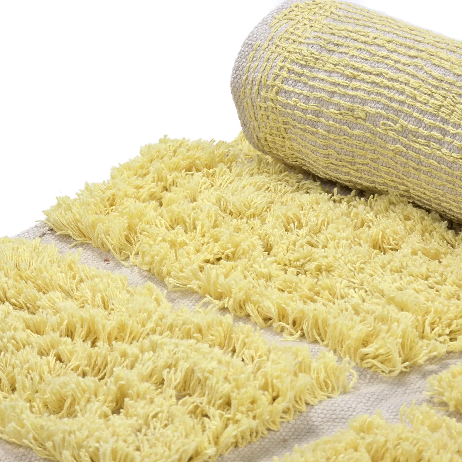 Rond vloerkleed - Zola Natural Cotton Shaggy (geel)