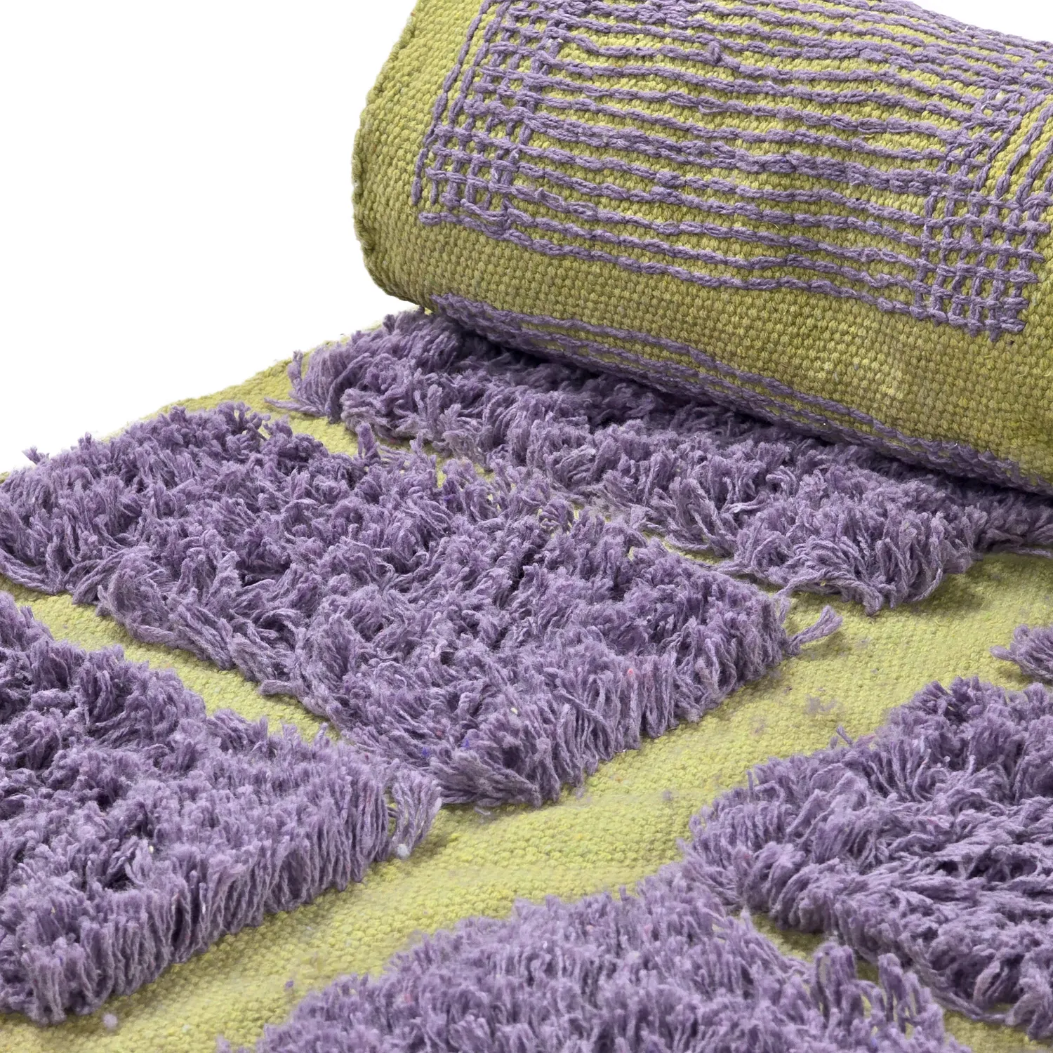Hoogpolig vloerkleed - Zola Natural Cotton Shaggy (paars)