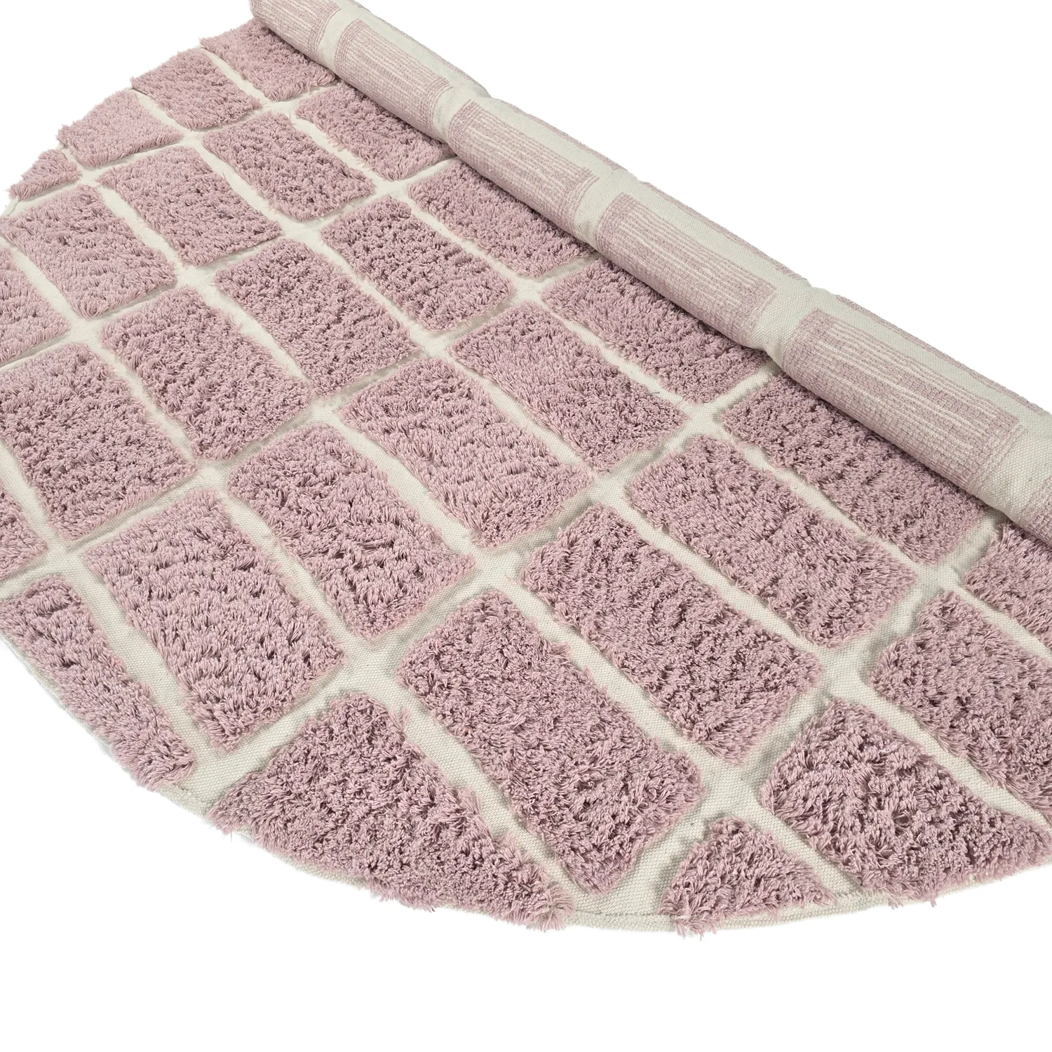 Rond vloerkleed - Zola Natural Cotton Shaggy (roze)