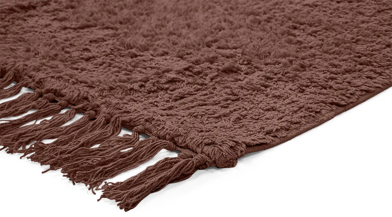 Hoogpolig vloerkleed - Alba Natural Cotton Shaggy (bruin)