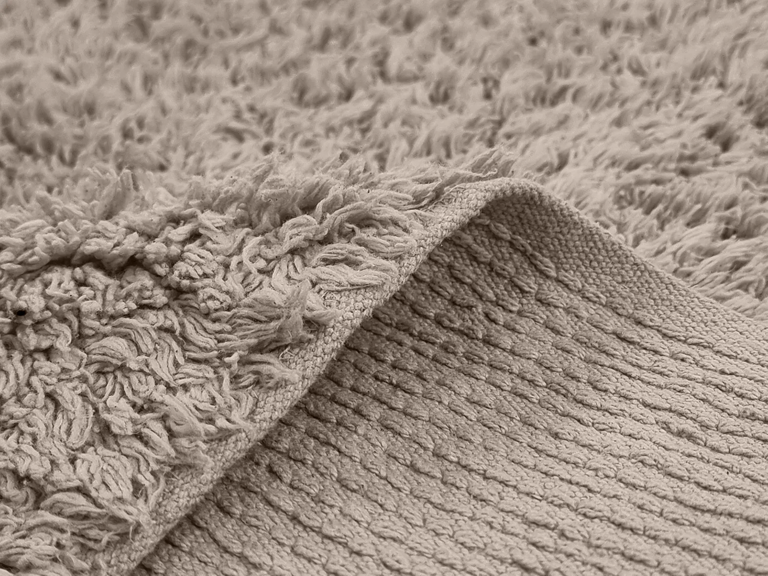 Hoogpolig vloerkleed - Alba Natural Cotton Shaggy (taupe)