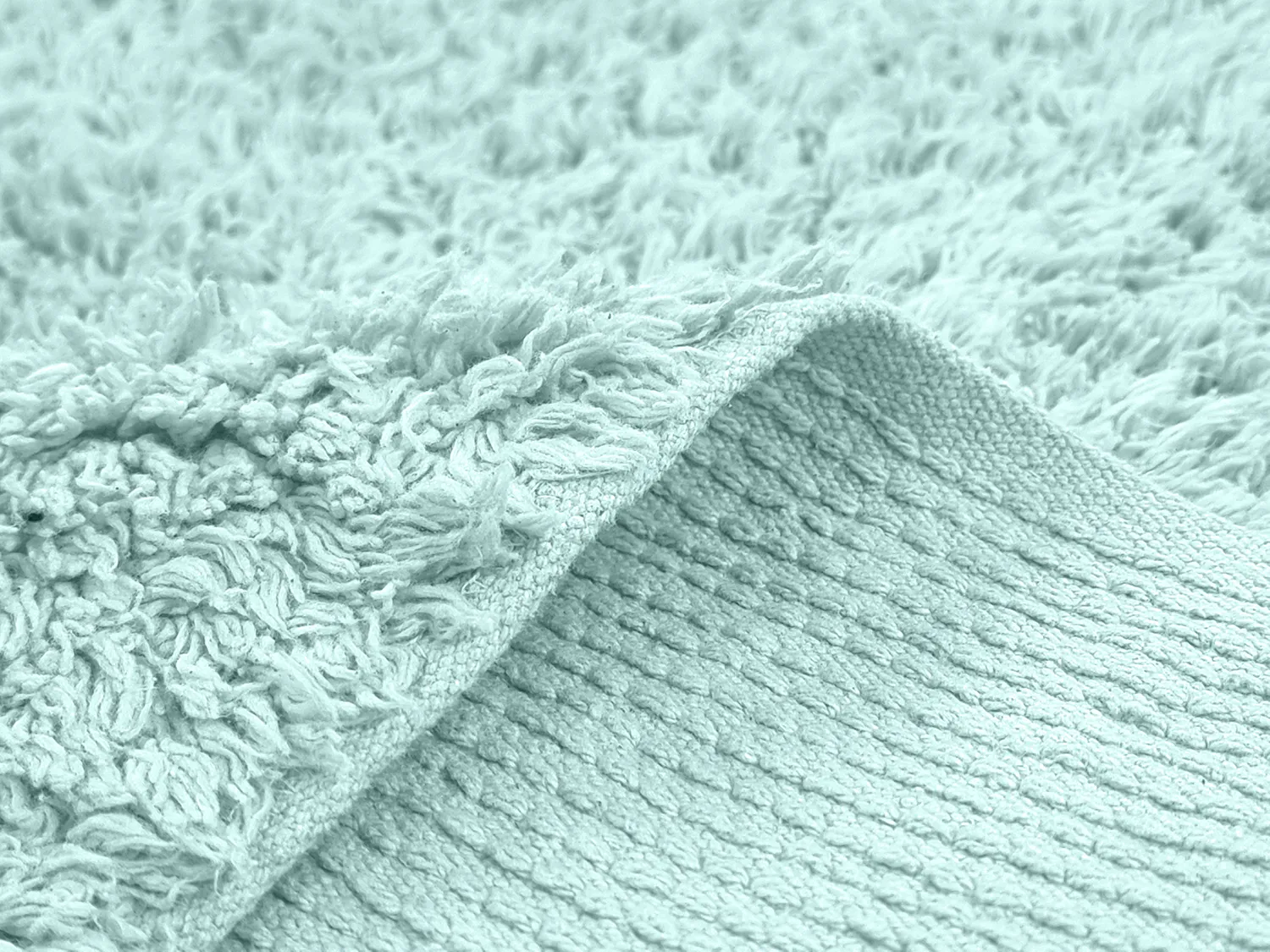 Hoogpolig vloerkleed - Alba Natural Cotton Shaggy (turkoois)