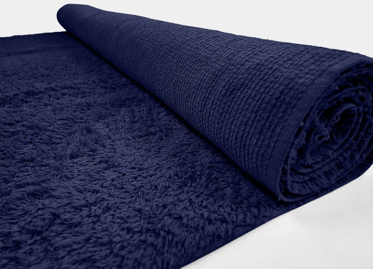 Hoogpolig vloerkleed - Alba Natural Cotton Shaggy (donkerblauw)
