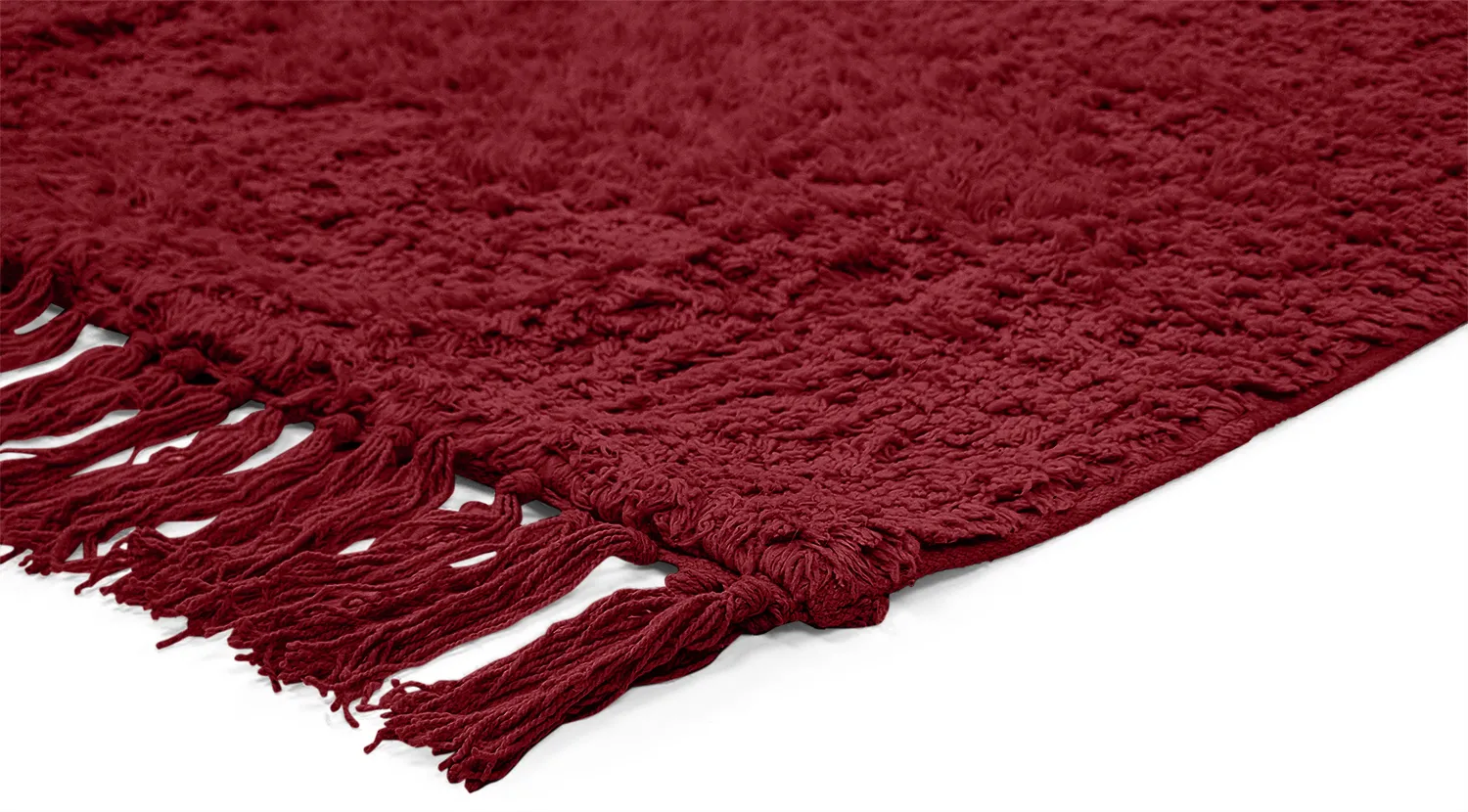 Hoogpolig vloerkleed - Alba Natural Cotton Shaggy (bordeaux)