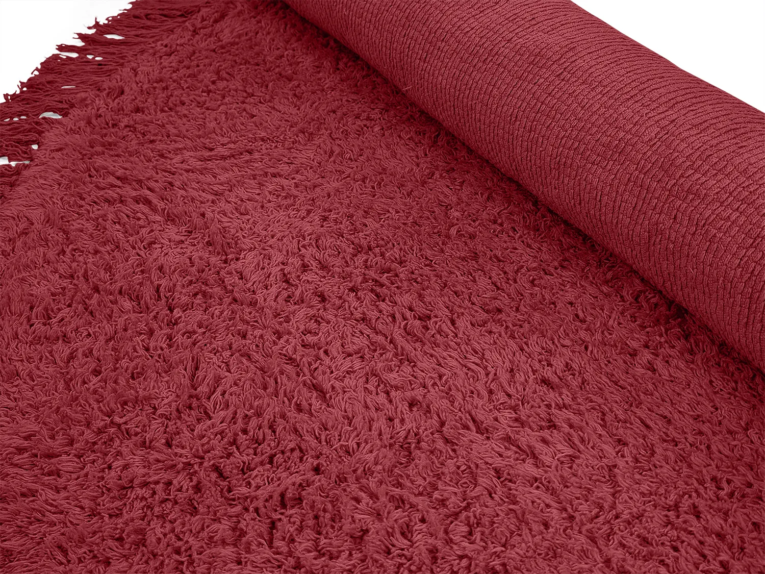 Ronde vloerkleden - Alba Natural Cotton Shaggy (bordeaux)