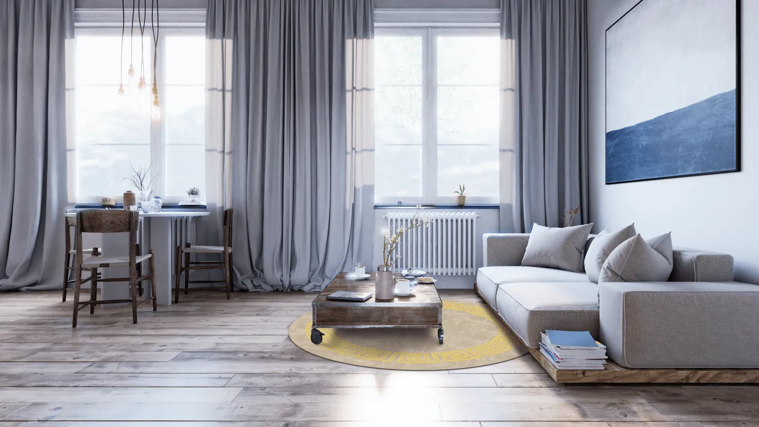 Rond vloerkleed - Myra (beige/geel)