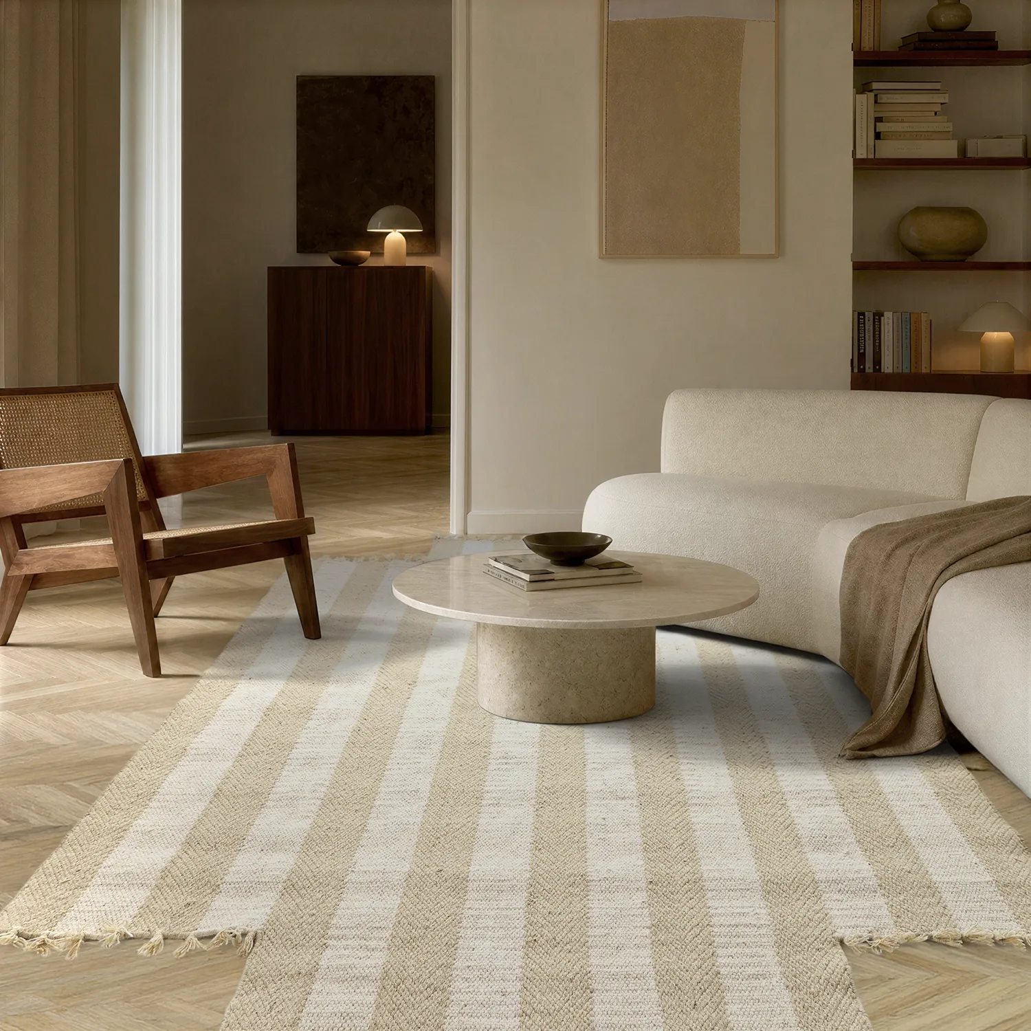 Onregelmatig wollen tapijt - Kystaro (crème/beige)