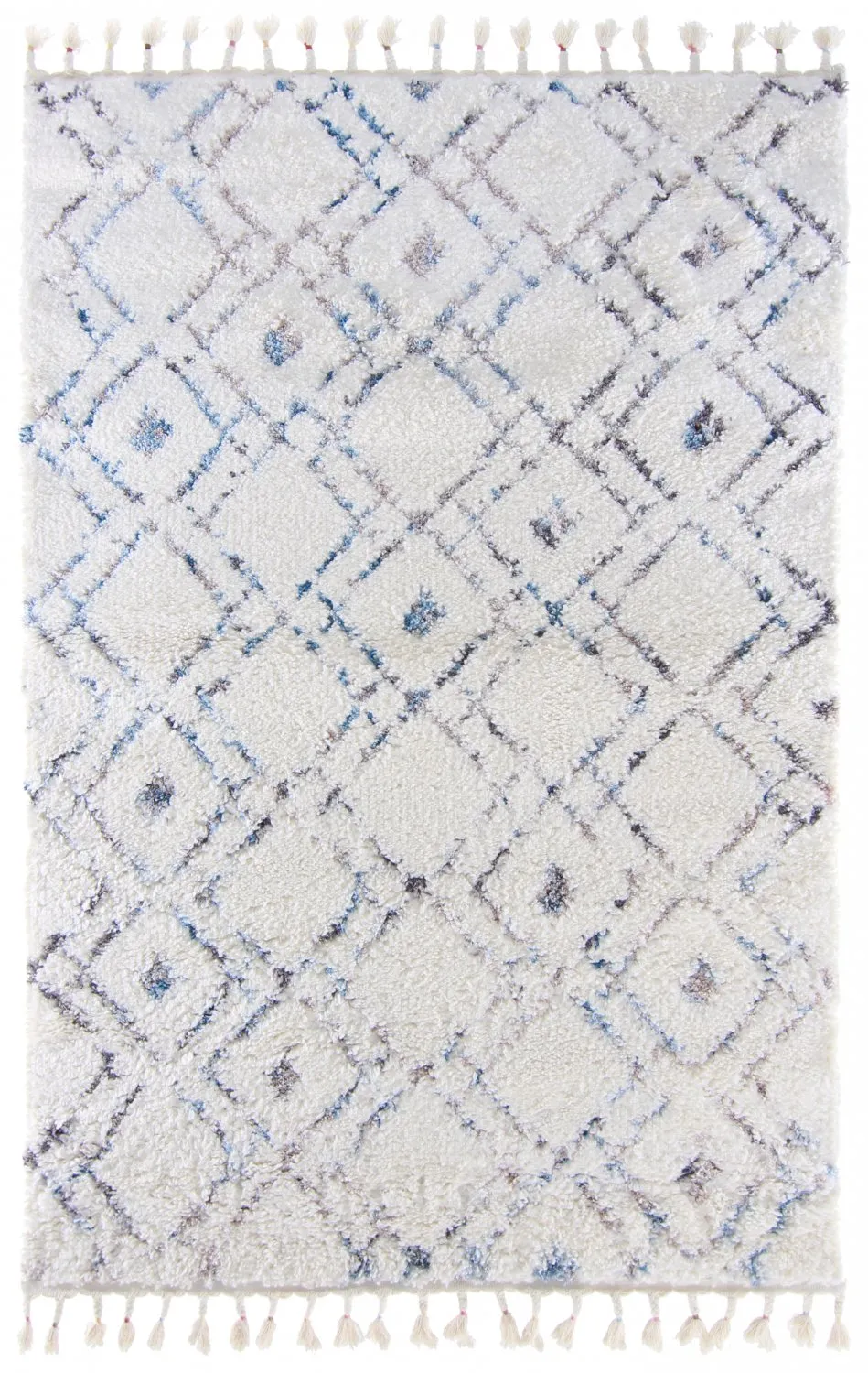Hoogpolig vloerkleed - Lugo (blauw/multi)