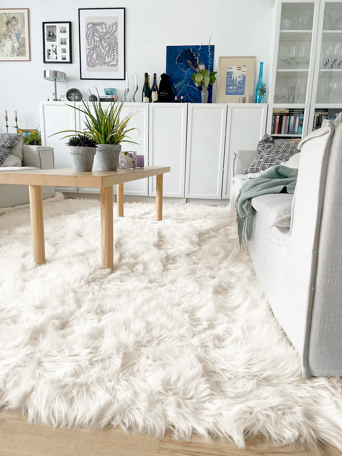 Hoogpolig vloerkleed - Pomaire (wit)