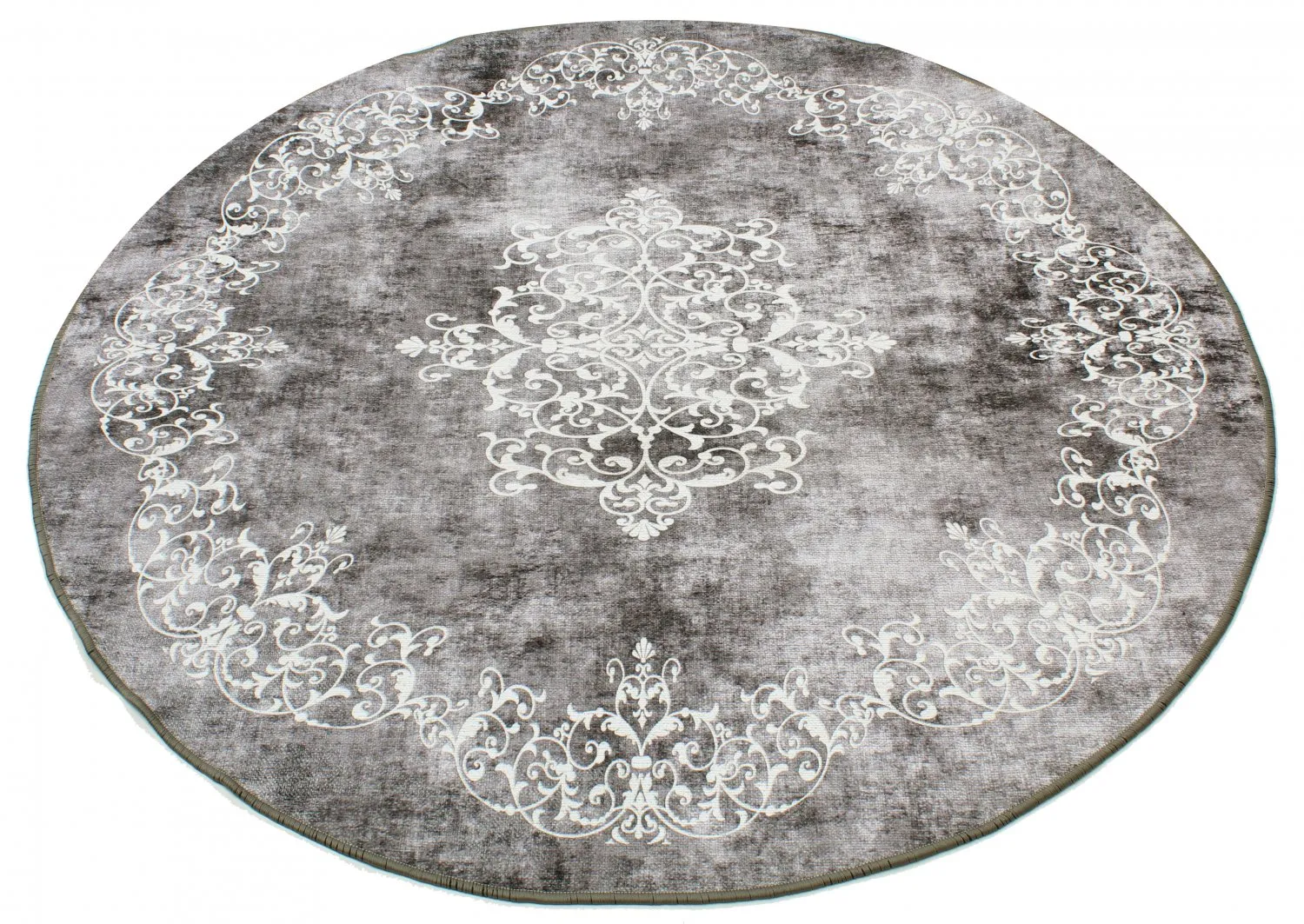 Rond vloerkleed - Santi (donkergrijs/wit)