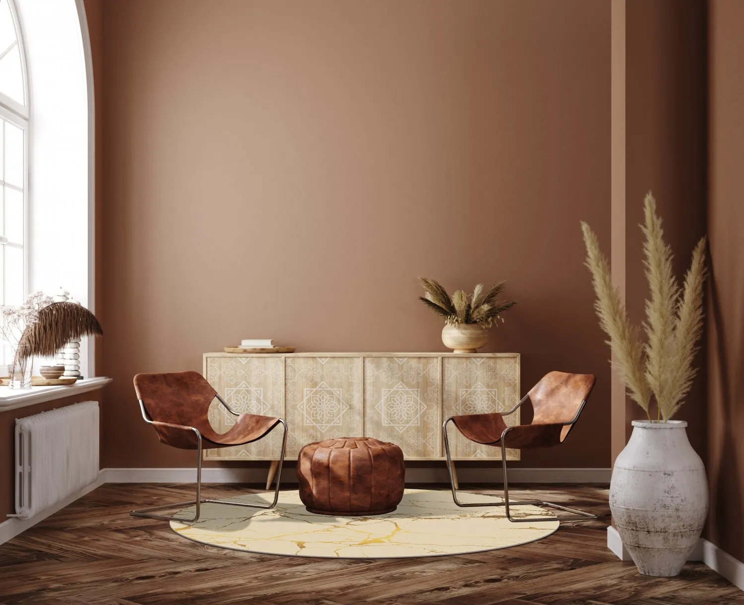 Rond vloerkleed - Vieste (beige/goud)
