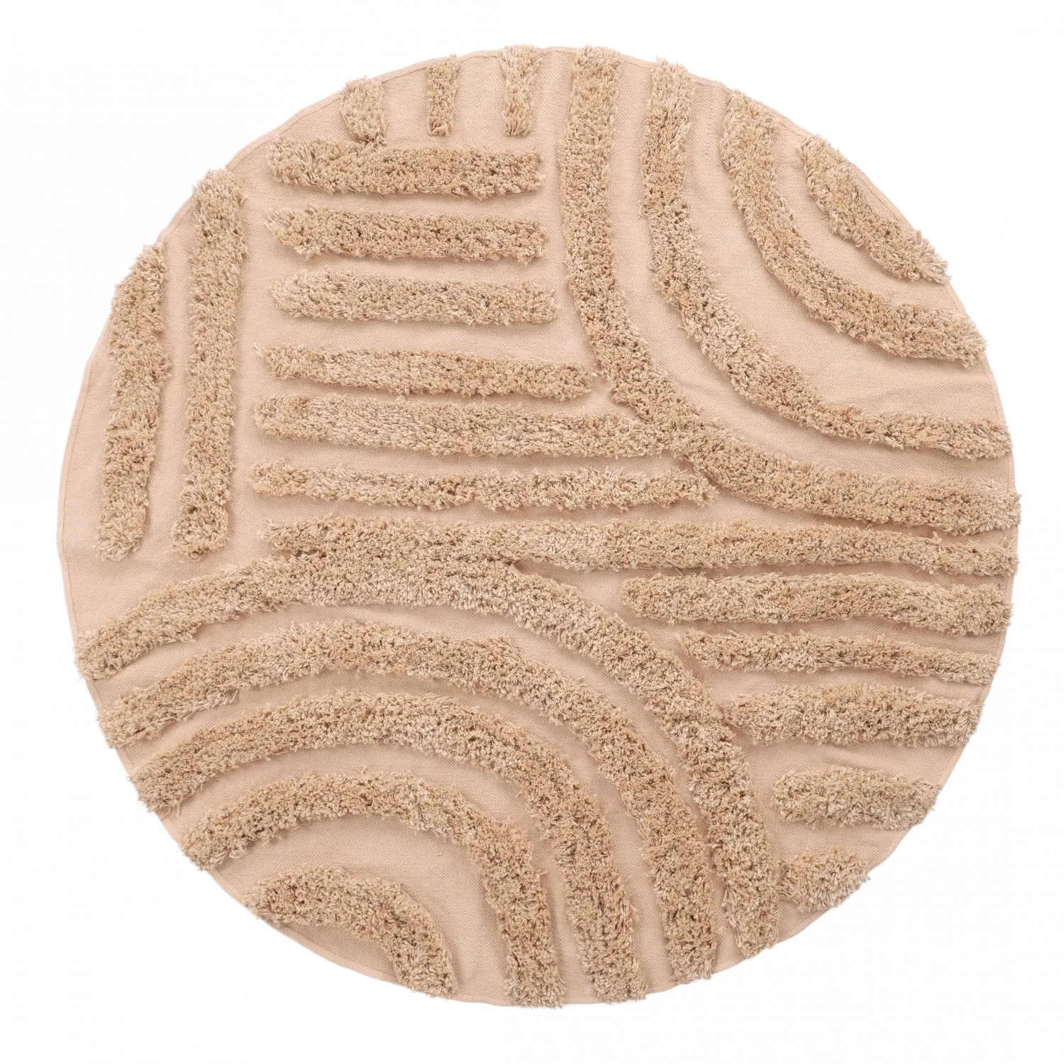 Rond vloerkleed - Cazorla Natural Cotton Shaggy (beige)