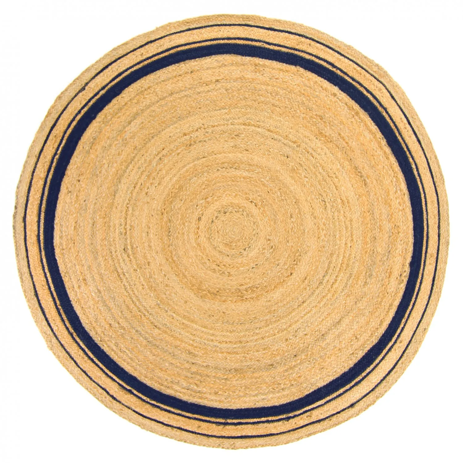 Ronde vloerkleden - Bundi (jute/blauw)