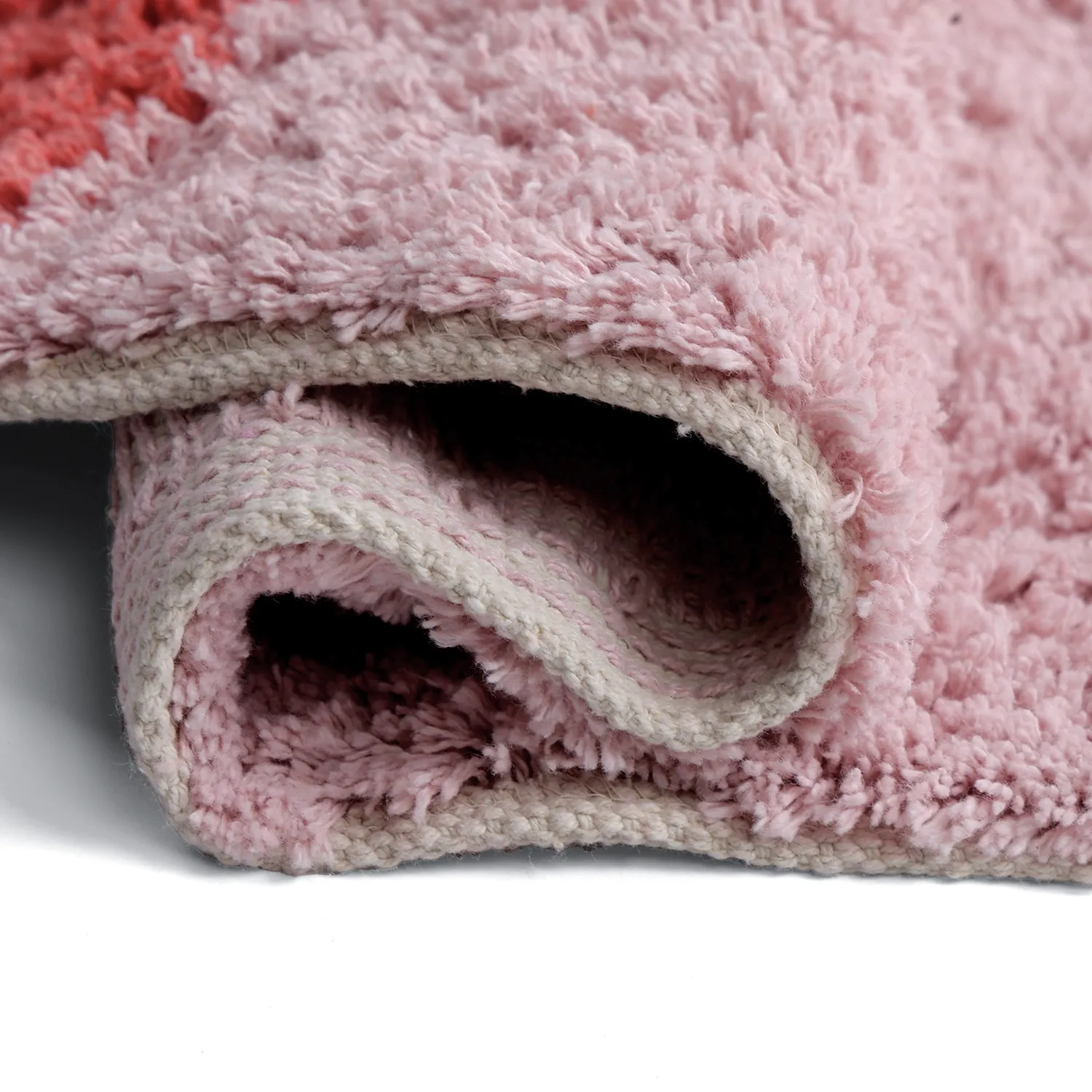 Hoogpolig vloerkleed - Amira Natural Cotton Shaggy (roze)