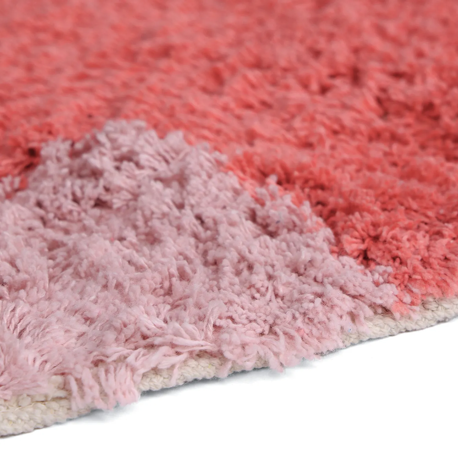 Hoogpolig vloerkleed - Amira Natural Cotton Shaggy (roze)