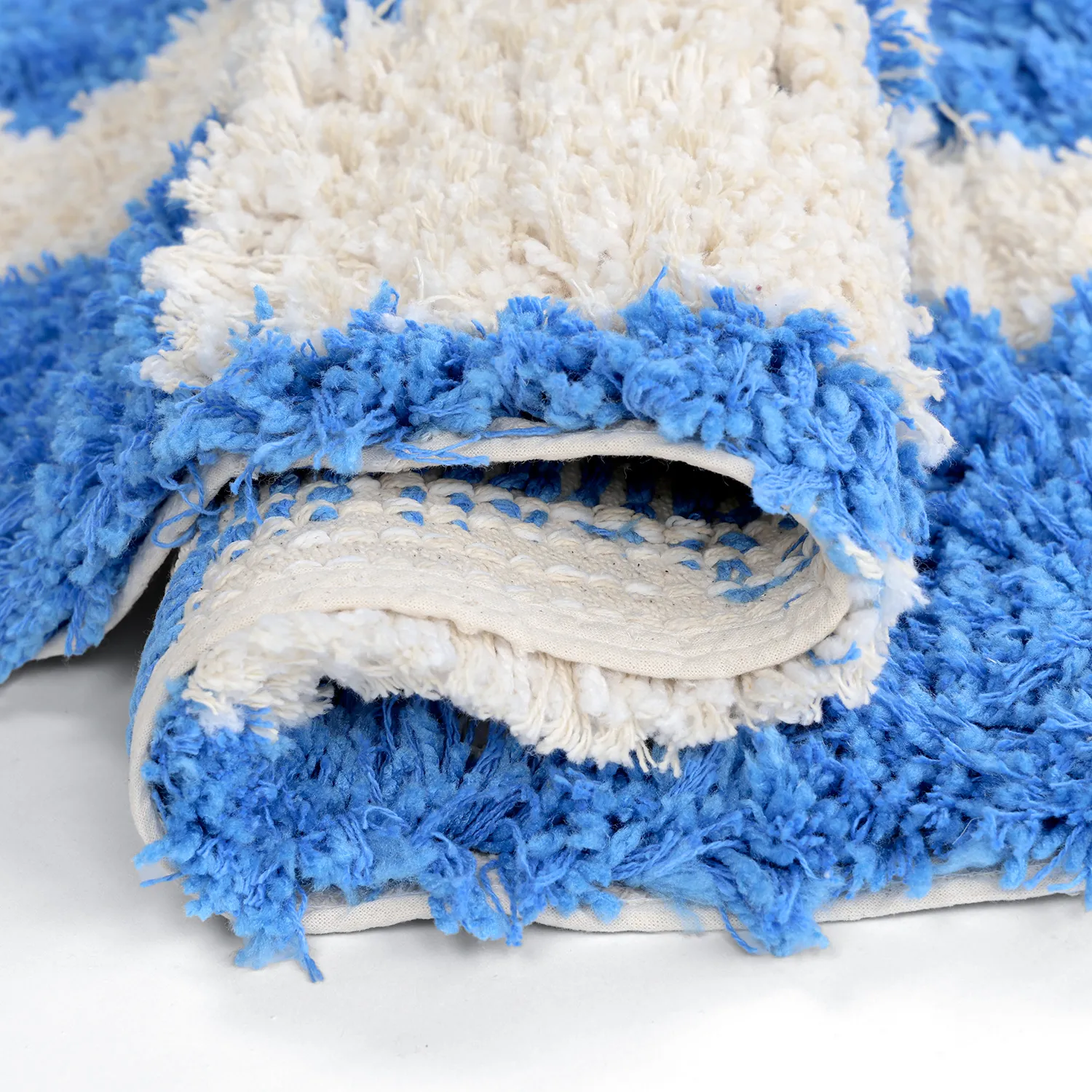 Rond vloerkleed - Atrani Natural Cotton Shaggy (blauw)