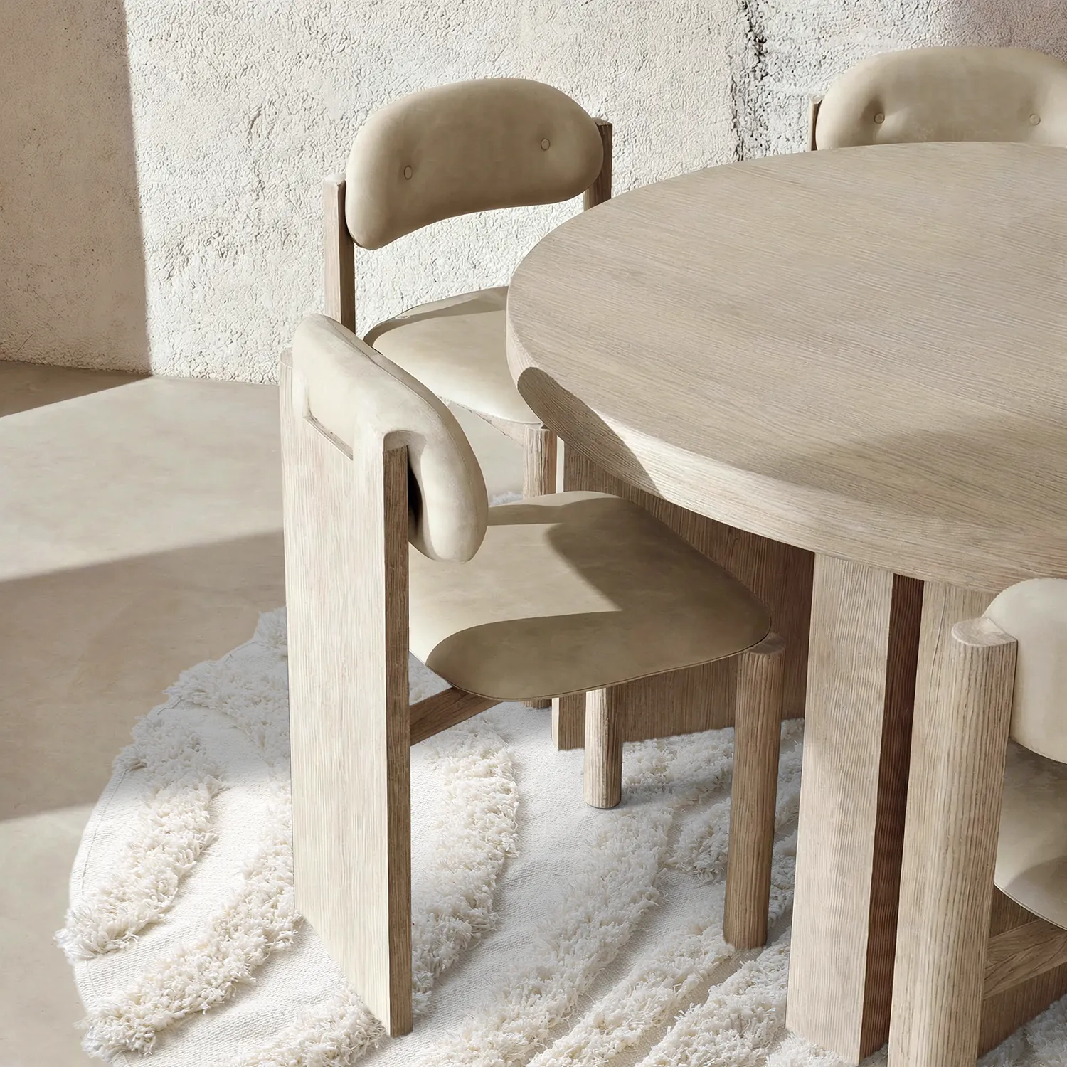 Rond vloerkleed - Cazorla Natural Cotton Shaggy (gebroken wit)