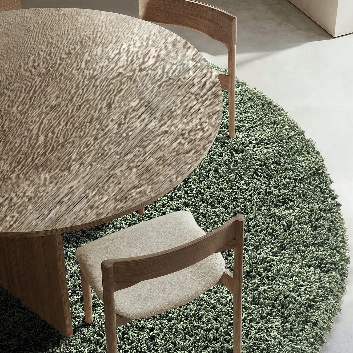 Rond vloerkleed - Combarro Solid Cotton Shaggy (groente)