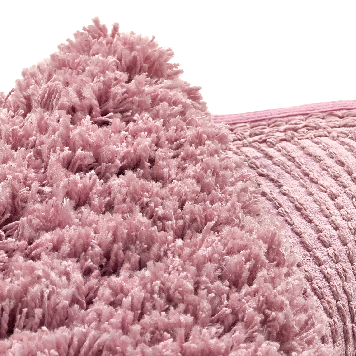 Rond vloerkleed - Combarro Solid Cotton Shaggy (lichtroze)