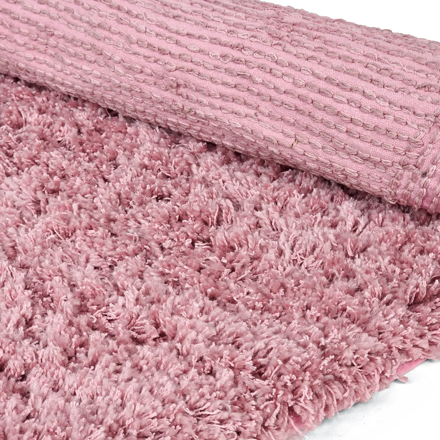 Rond vloerkleed - Combarro Solid Cotton Shaggy (lichtroze)