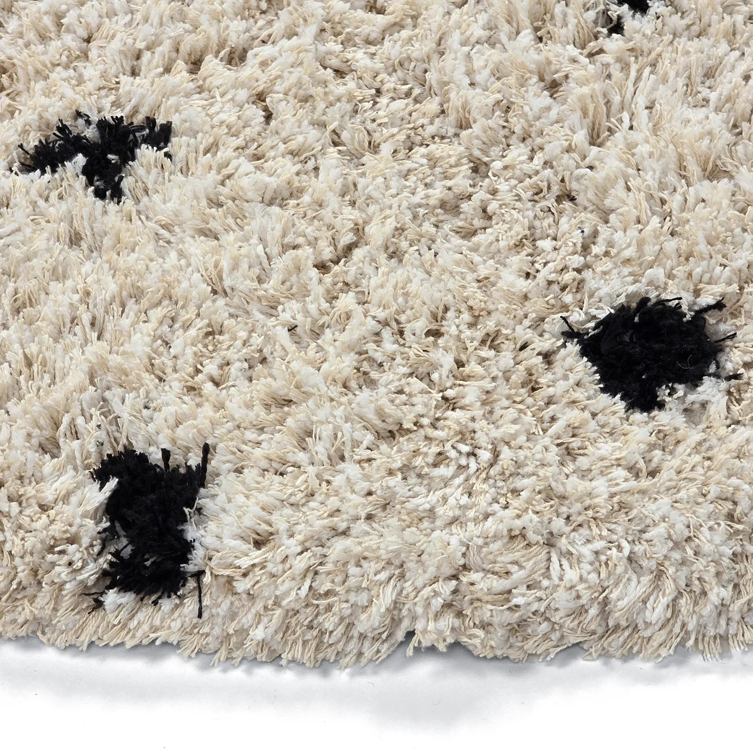 Rond vloerkleed - Soria Natural Cotton Shaggy (off-white/zwart)