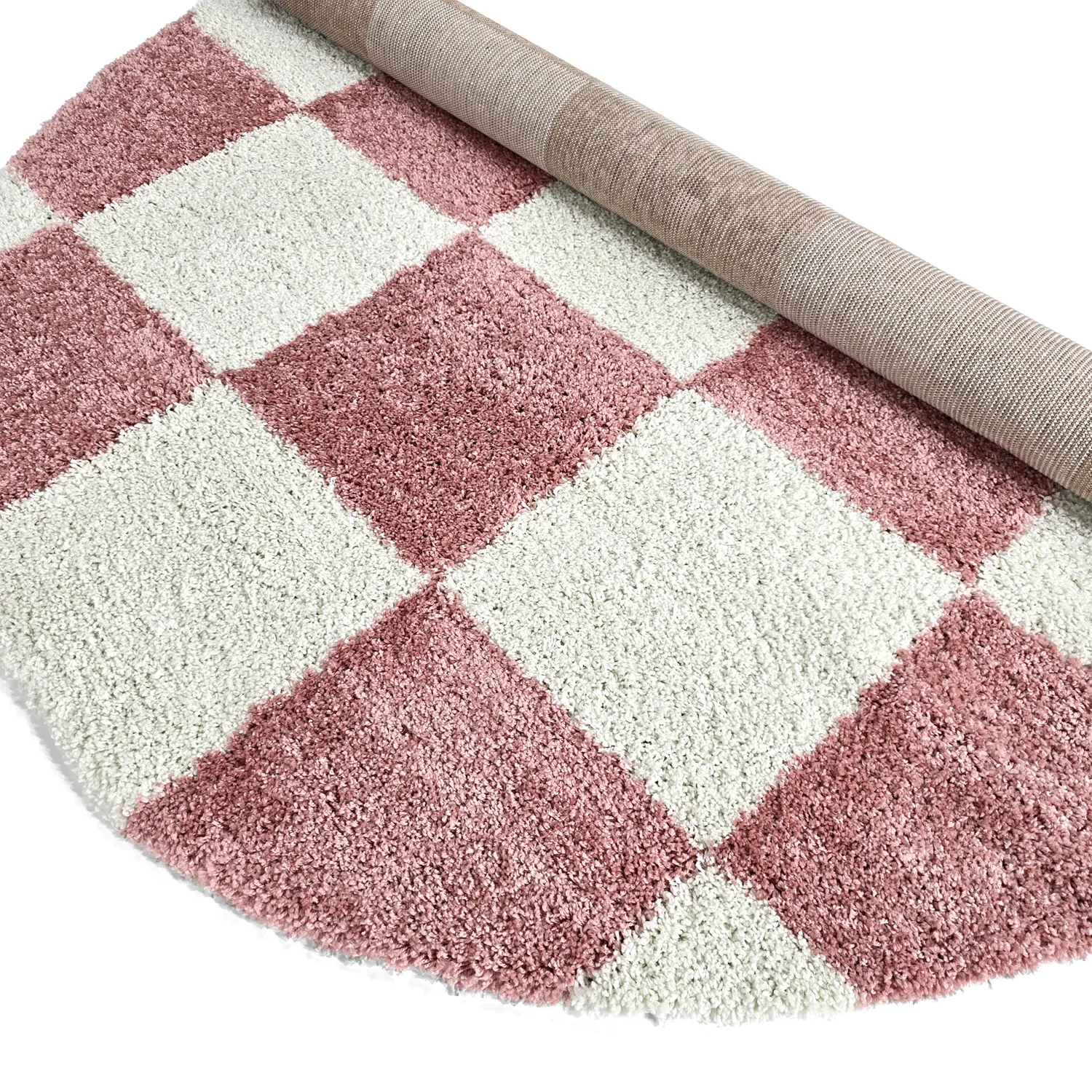 Ronde vloerkleden - Gordes (roze/wit)