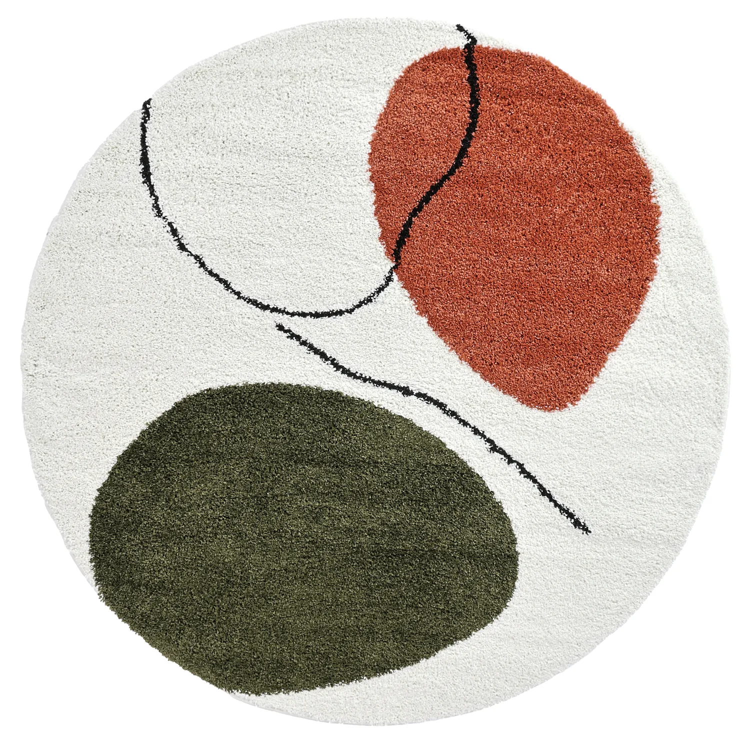 Ronde vloerkleden - Sanghar (wit/oranje/groen)