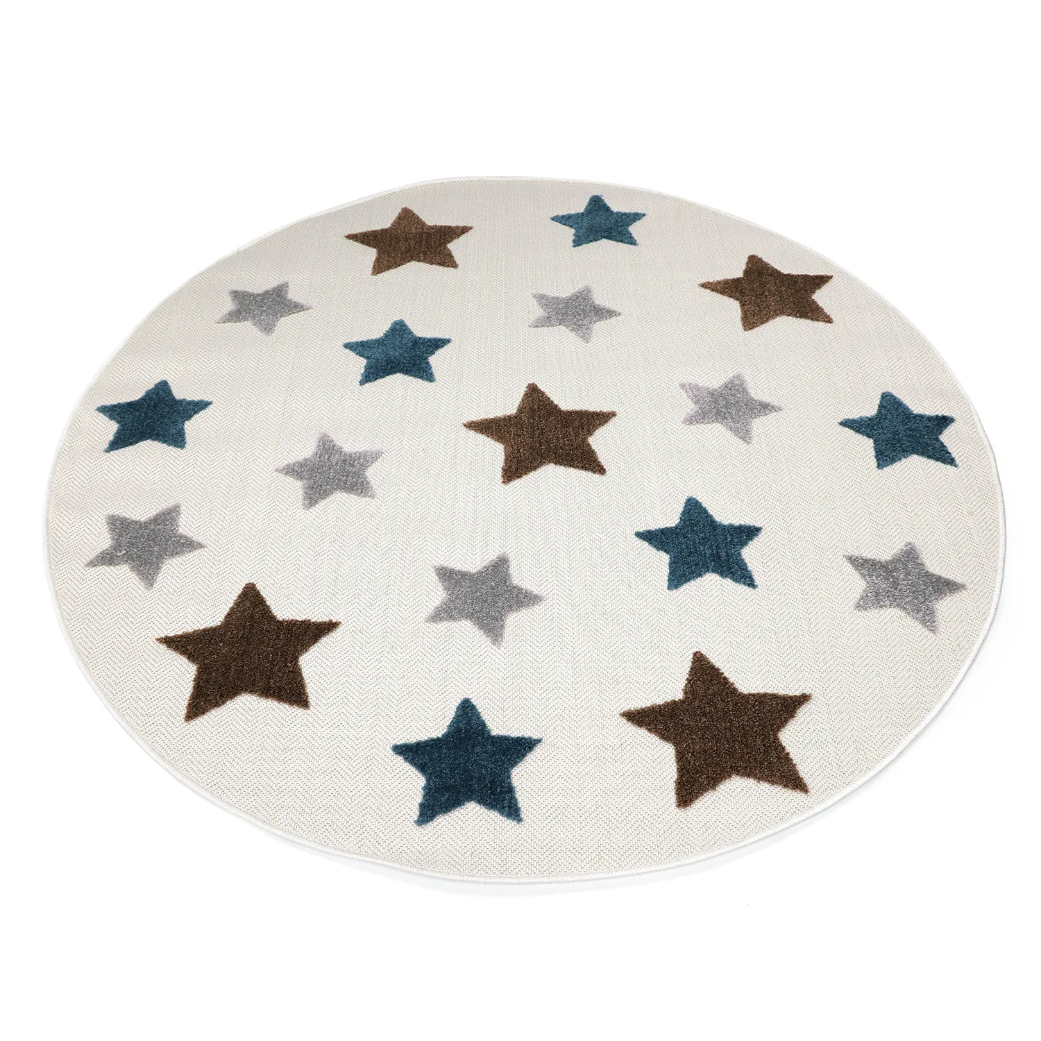 Rond kindertapijt - Stars (crème/multi)
