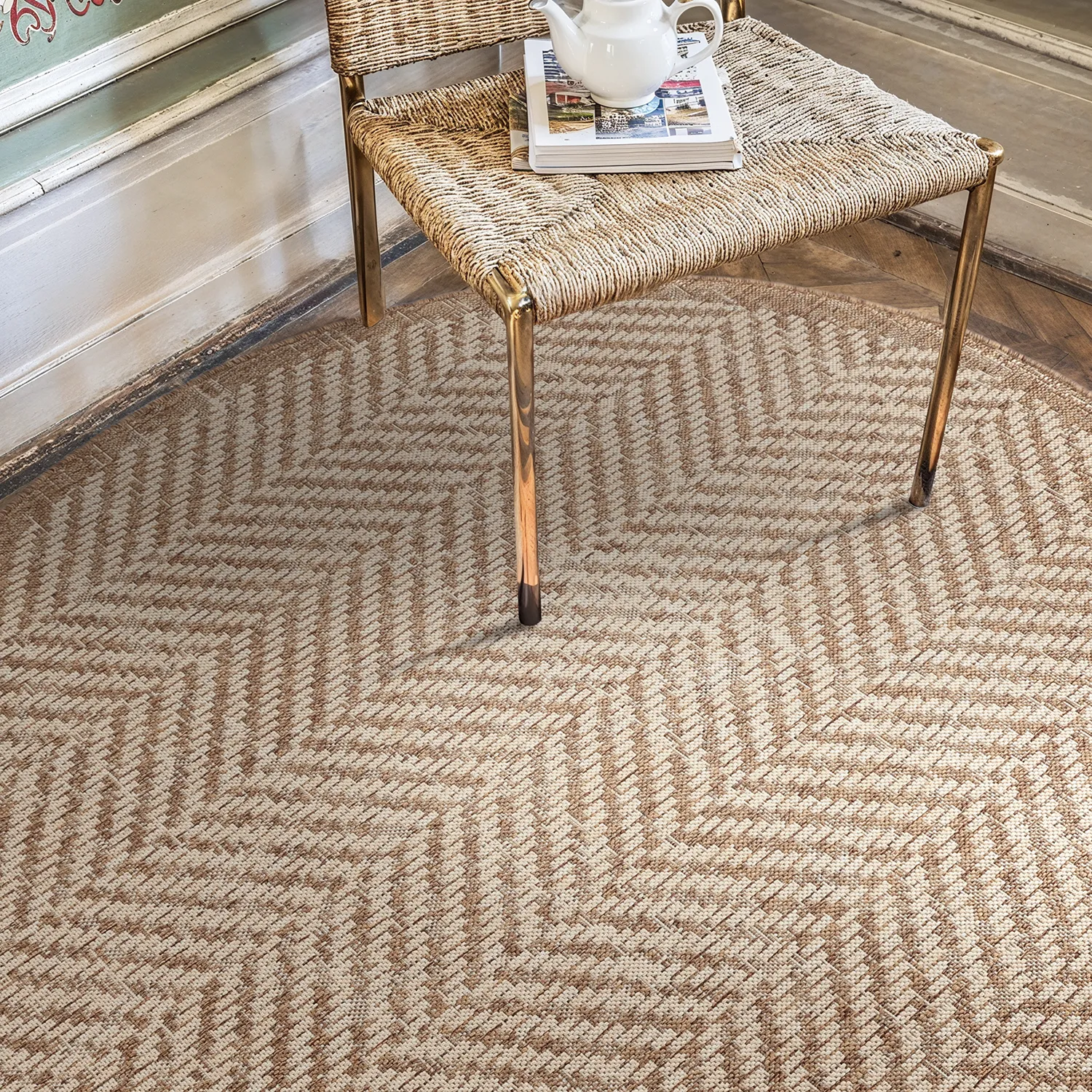 Rond vloerkleed - Indoor/Outdoor Donora (bruin)