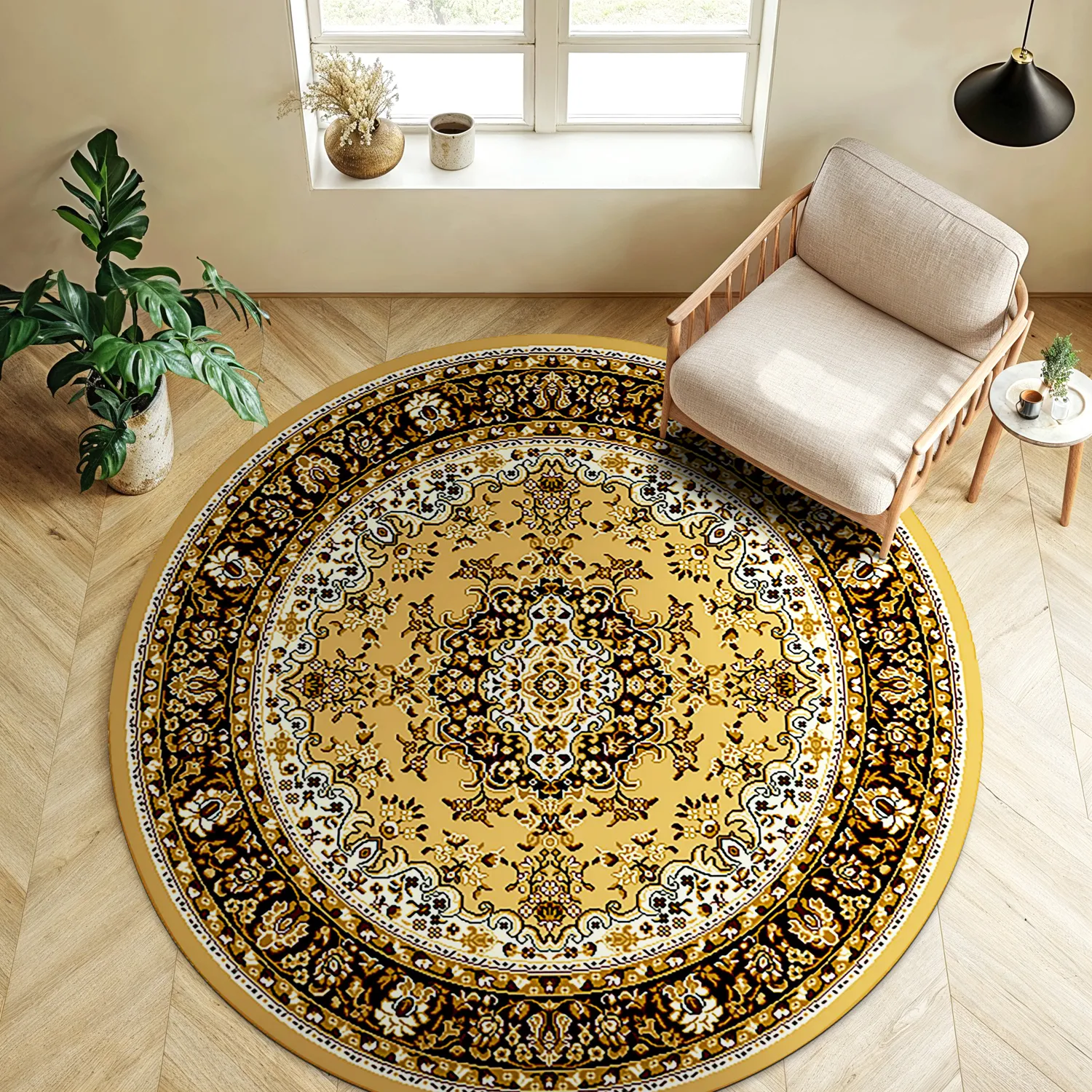 Rond vloerkleed - Peking (goud)