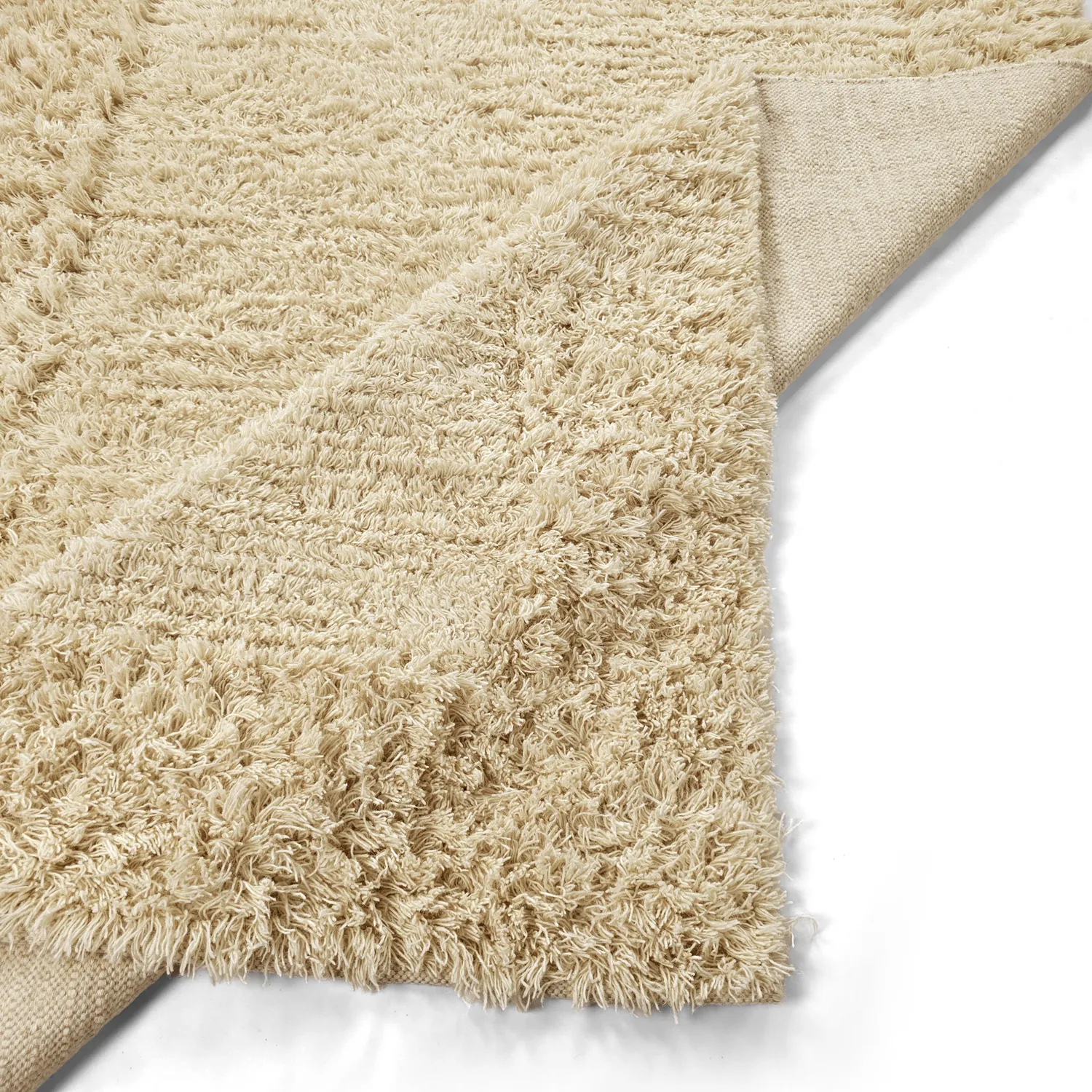 Hoogpolig vloerkleed - Melilla Hand Woven Wool Shaggy (natuur)