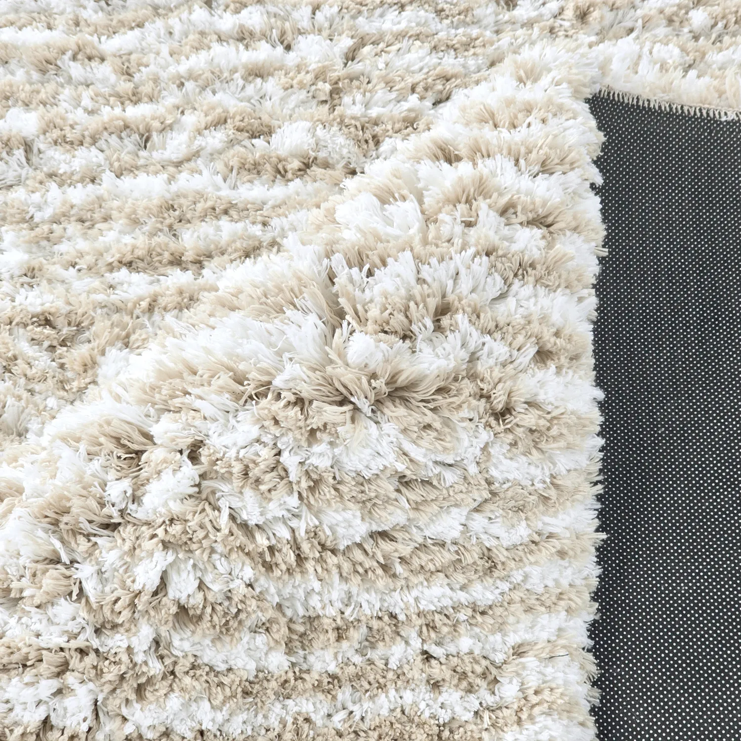 Hoogpolig vloerkleed - Aden (beige/wit)