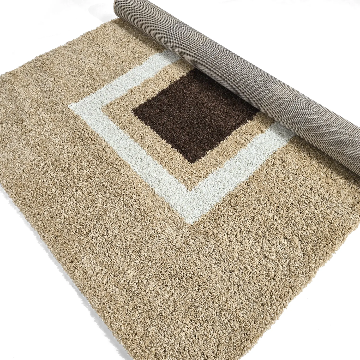 Hoogpolig vloerkleed - Alsace (beige/wit/bruin)