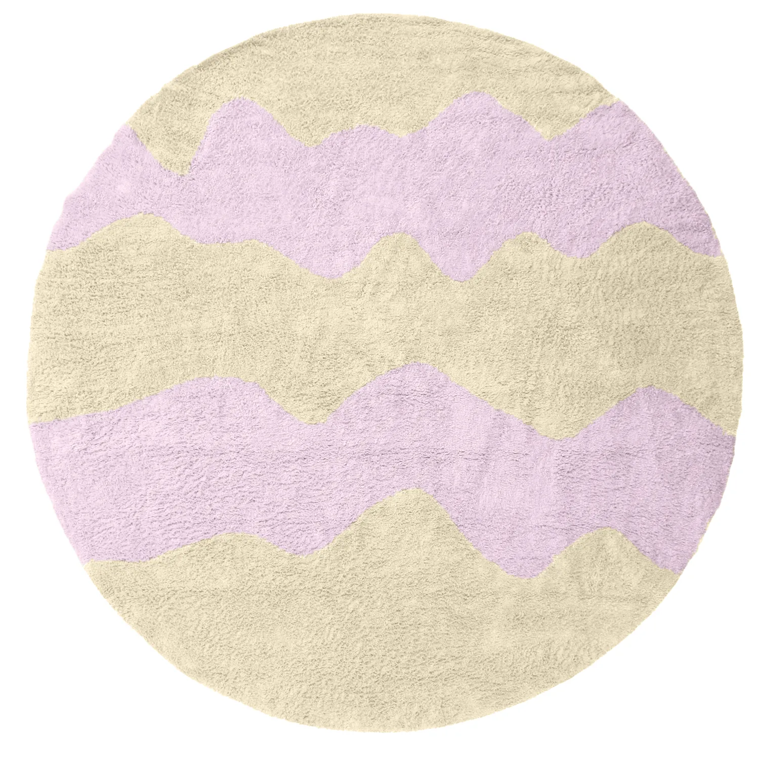 Rond vloerkleed - Amira Natural Cotton Shaggy (beige/paars)