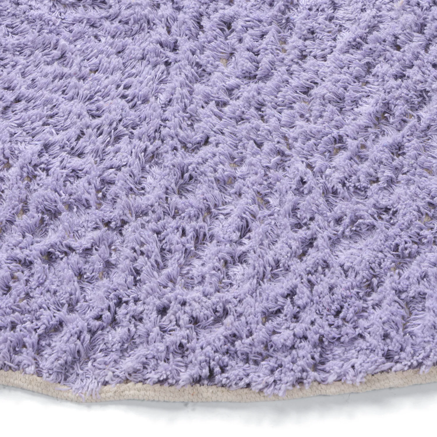 Rond vloerkleed - Amira Natural Cotton Shaggy (paars/beige)