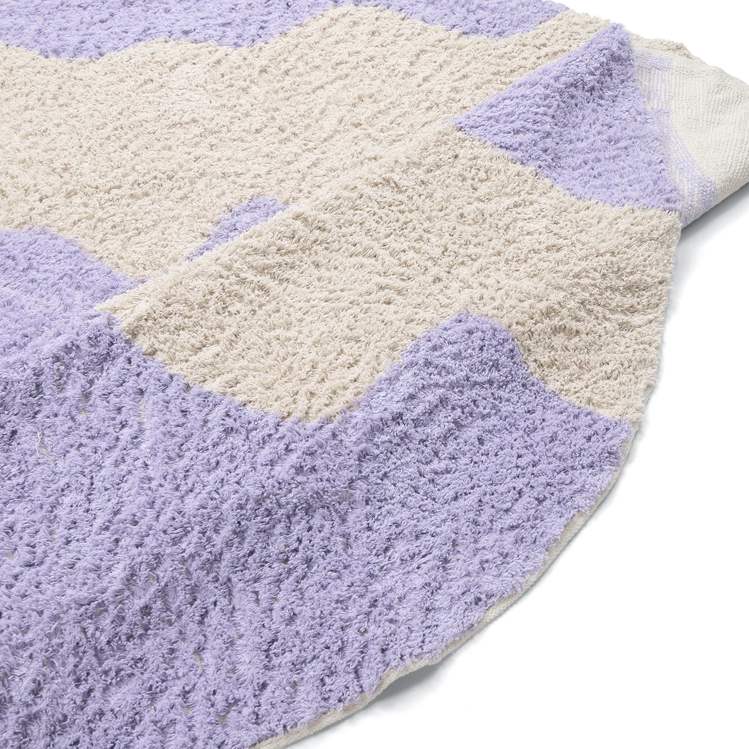 Rond vloerkleed - Amira Natural Cotton Shaggy (paars/beige)