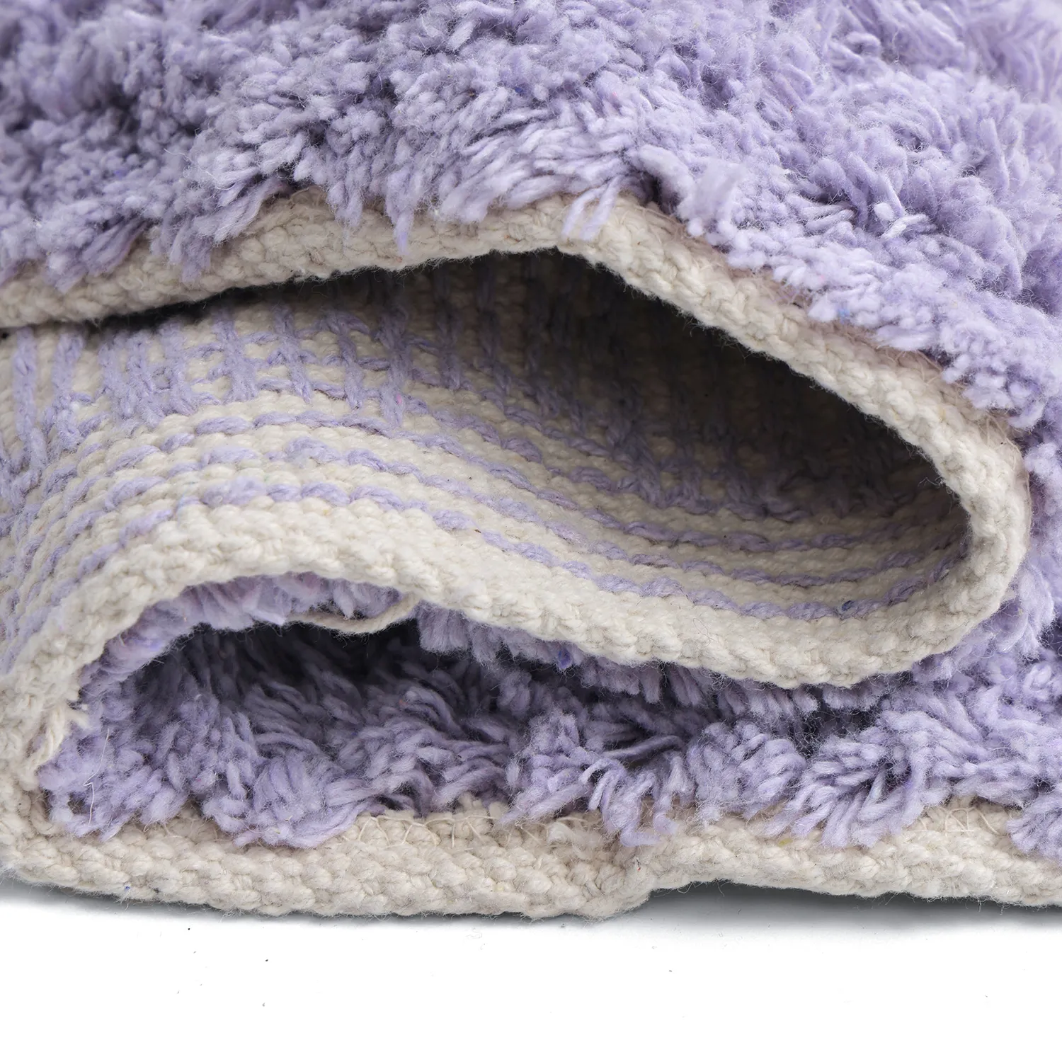 Rond vloerkleed - Amira Natural Cotton Shaggy (paars/beige)