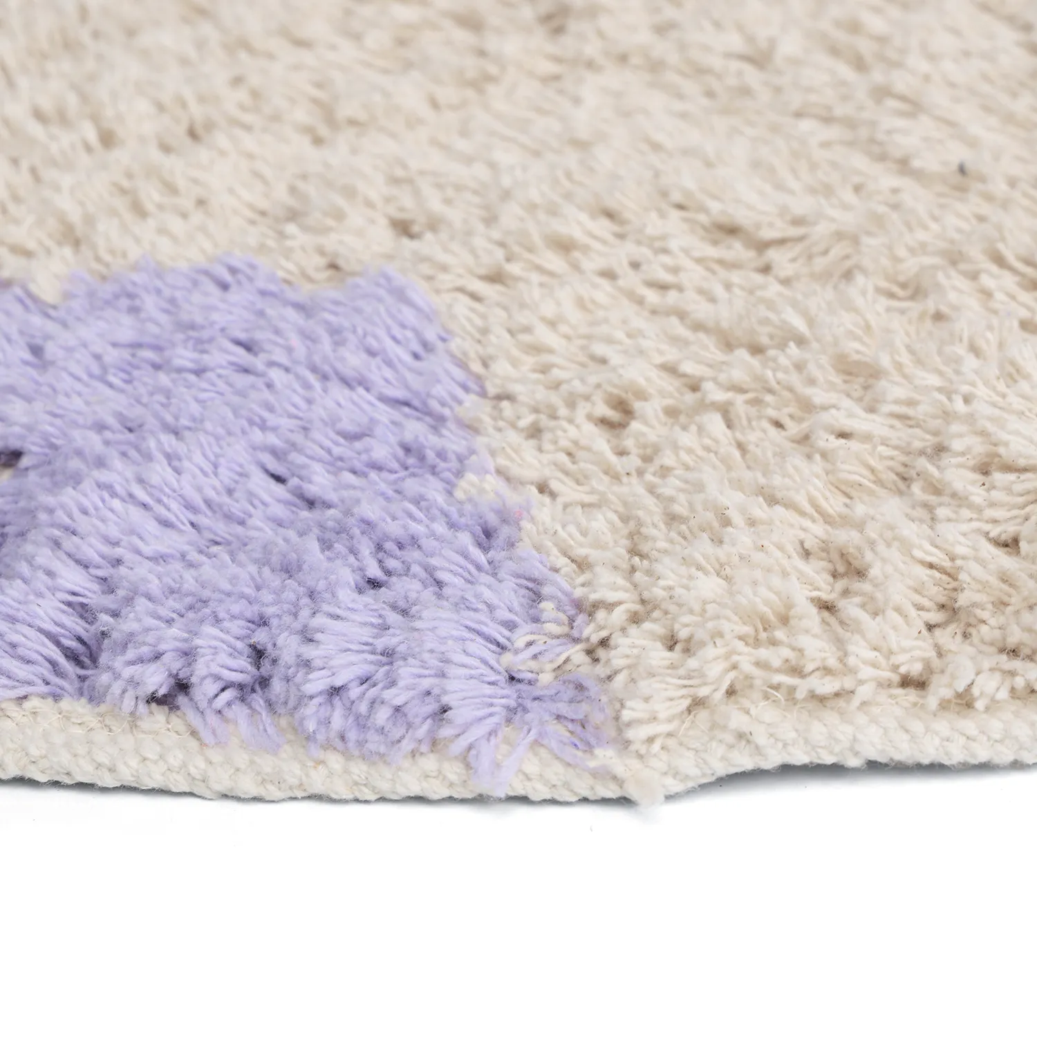 Rond vloerkleed - Amira Natural Cotton Shaggy (paars/beige)