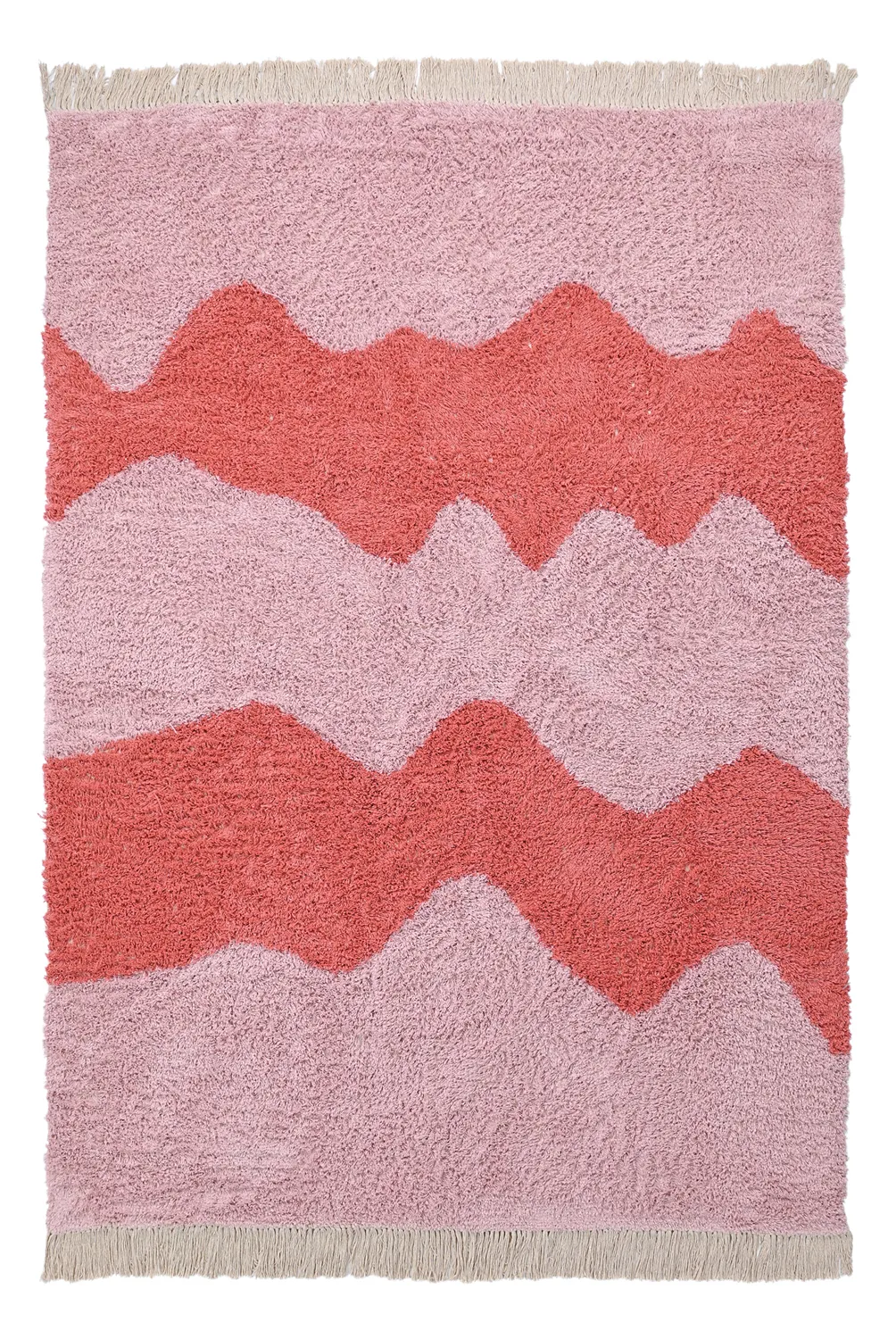 Hoogpolig vloerkleed - Amira Natural Cotton Shaggy (roze)