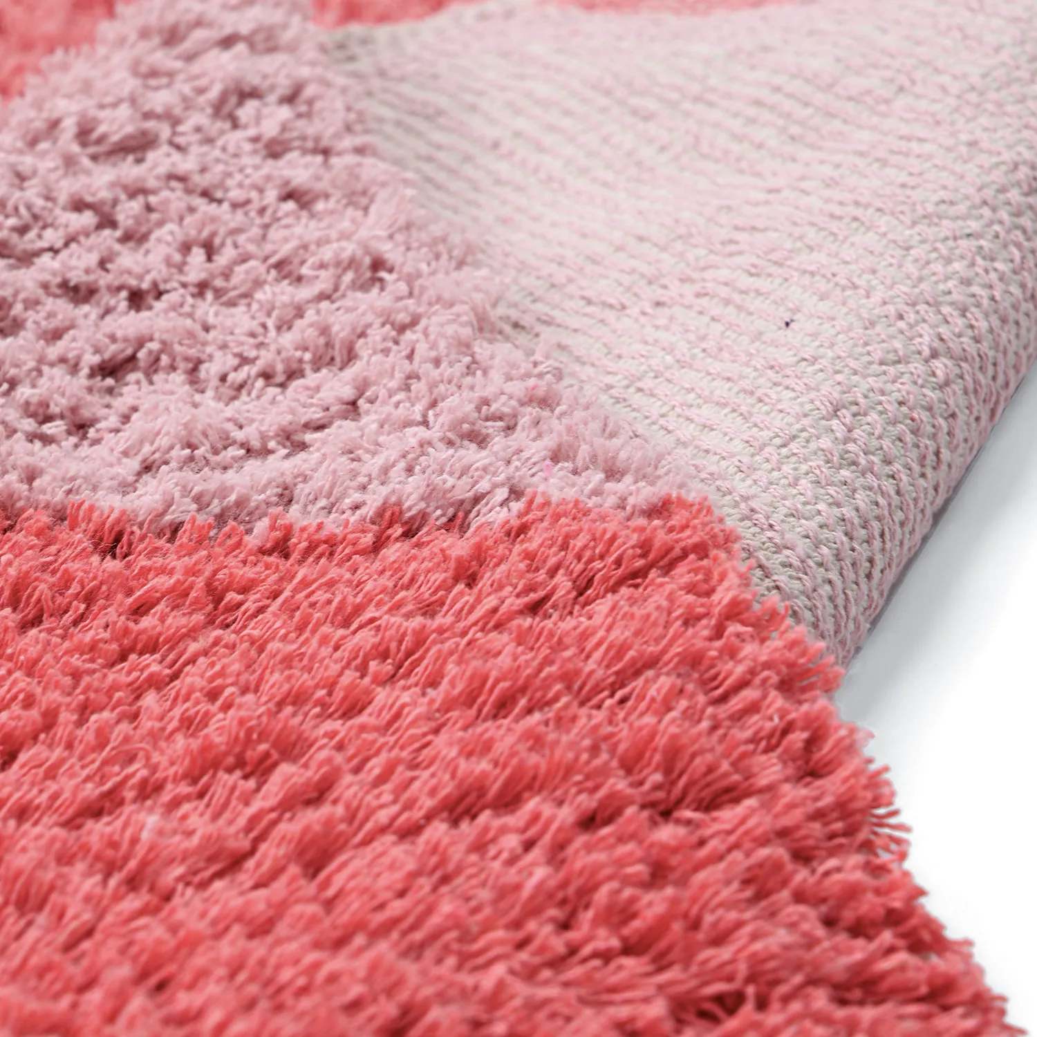 Hoogpolig vloerkleed - Amira Natural Cotton Shaggy (roze)