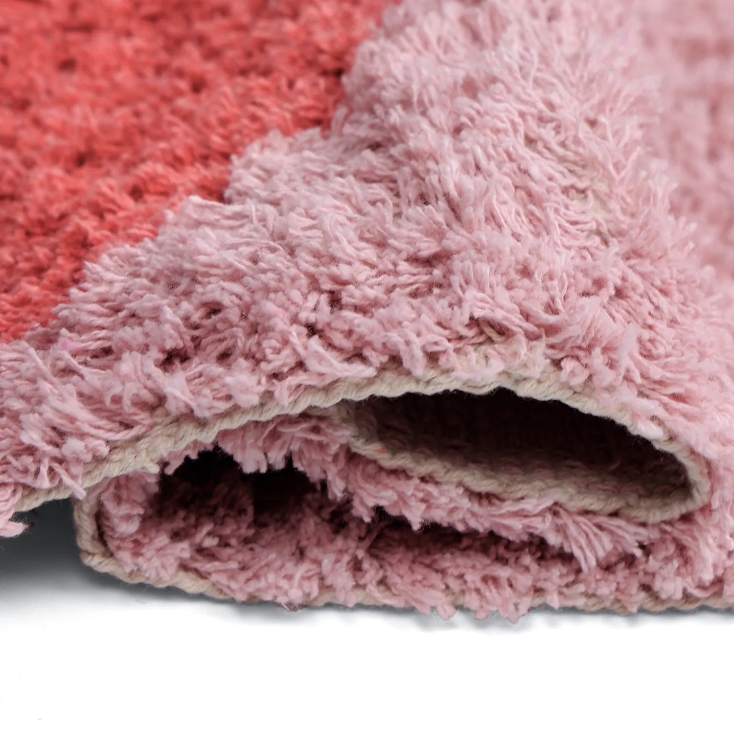 Hoogpolig vloerkleed - Amira Natural Cotton Shaggy (roze)