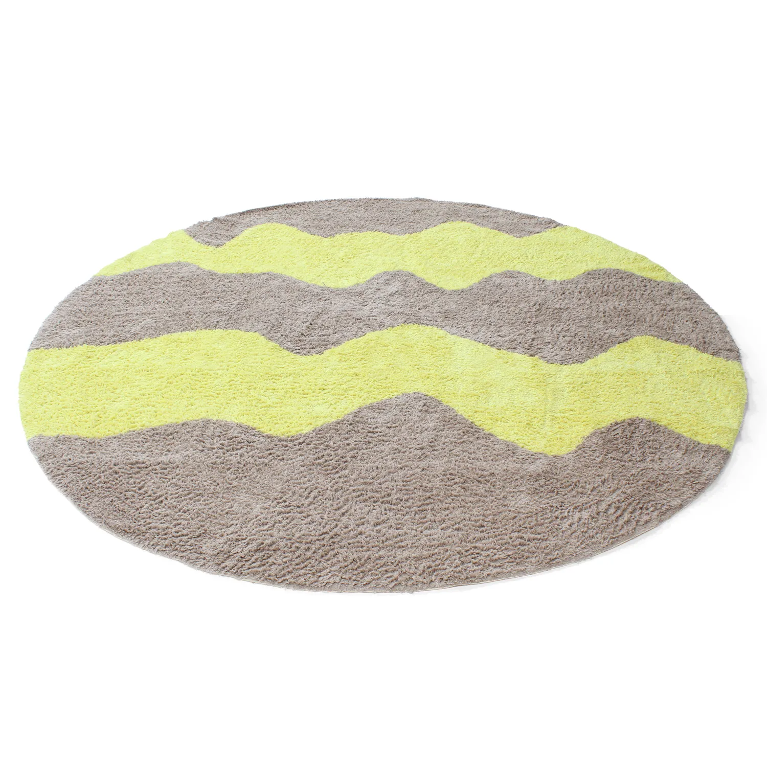 Rond vloerkleed - Amira Natural Cotton Shaggy (taupe/geel)
