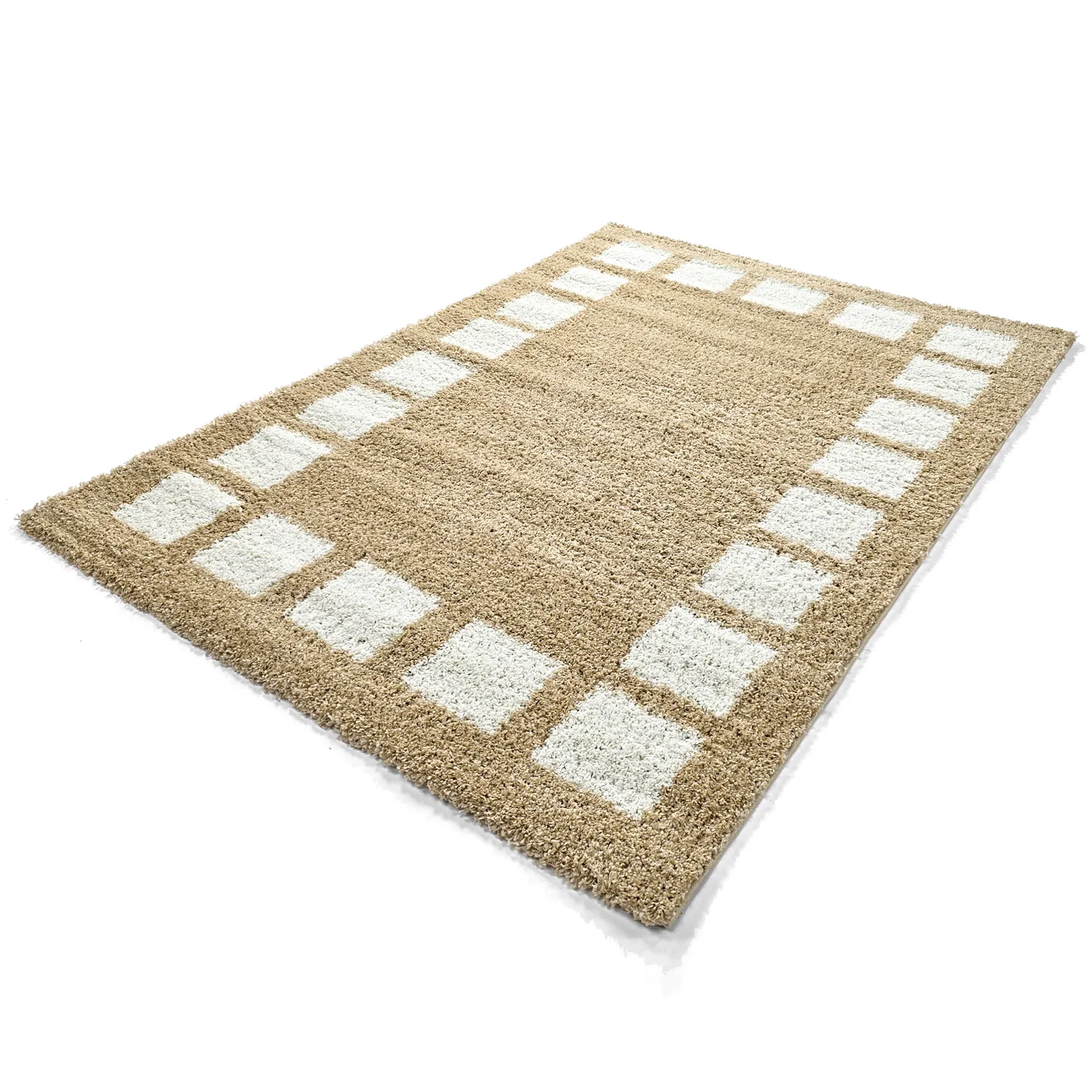 Hoogpolig vloerkleed - Asilah (beige/wit)