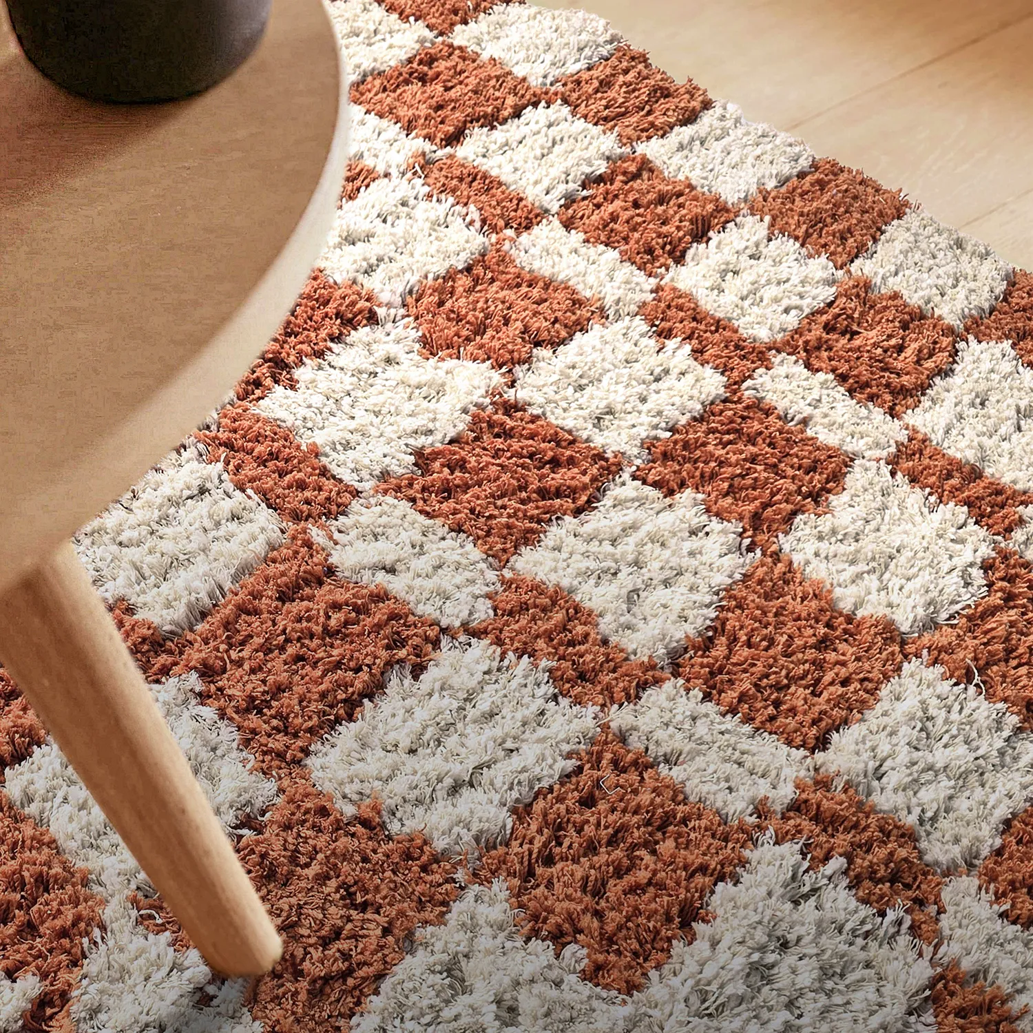 Hoogpolig vloerkleed - Atrani Natural Cotton Shaggy (oranje)