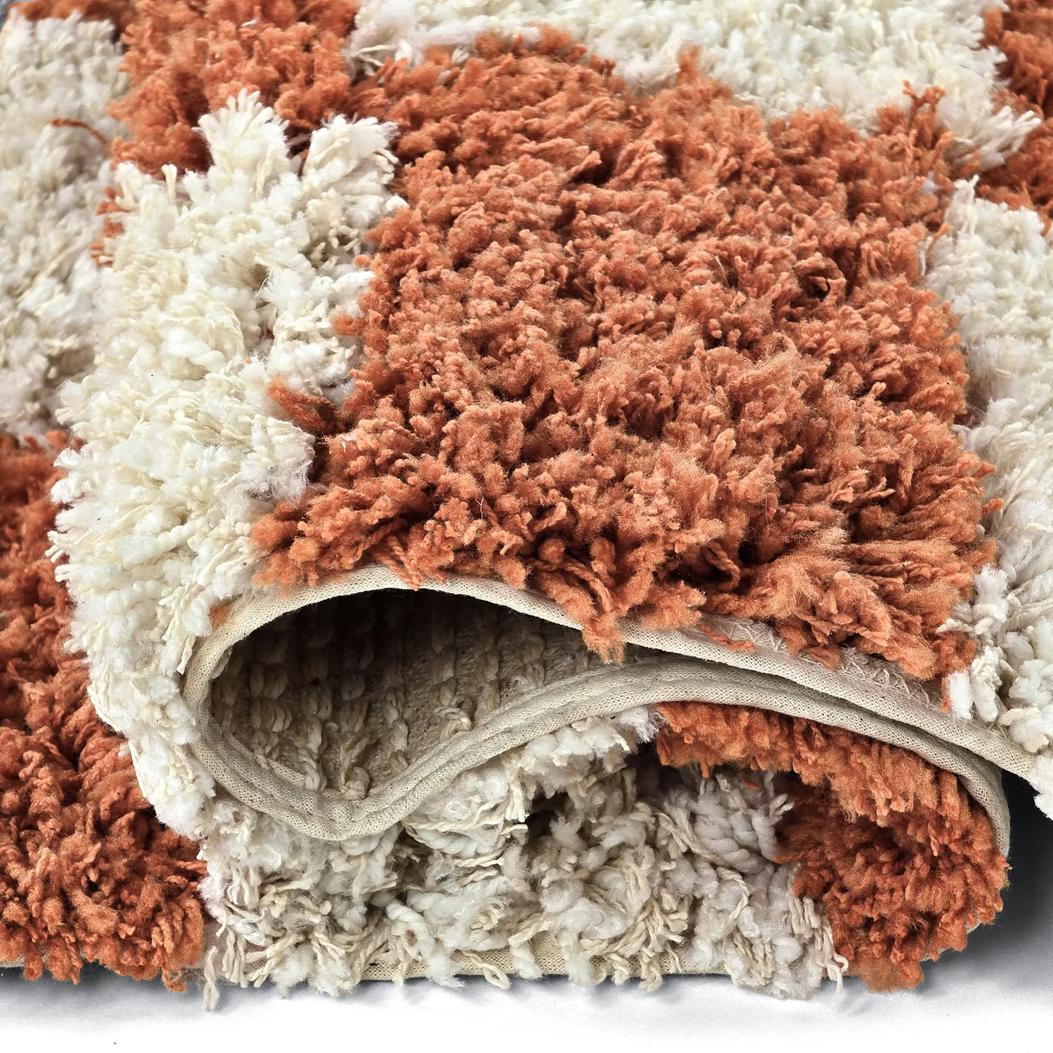 Hoogpolig vloerkleed - Atrani Natural Cotton Shaggy (oranje)