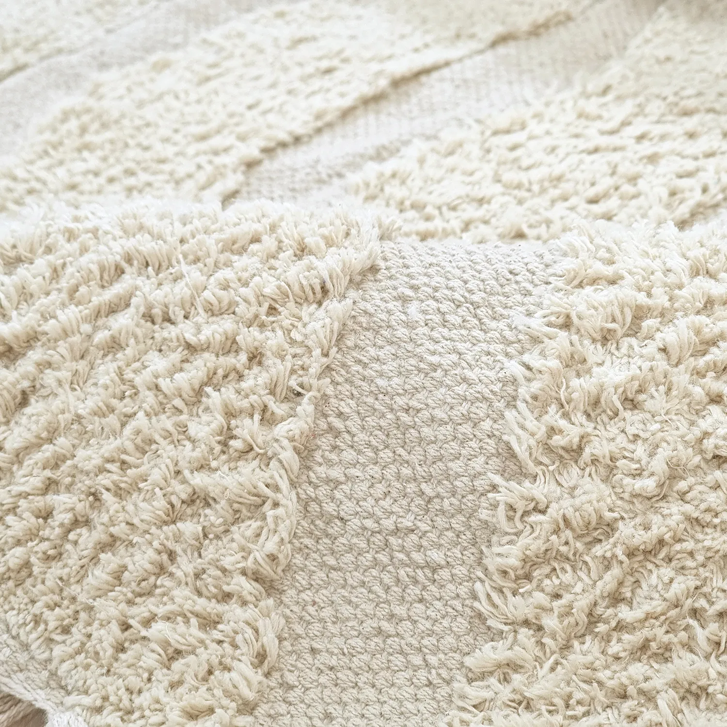 Hoogpolig vloerkleed - Callista Natural Cotton Shaggy (beige)