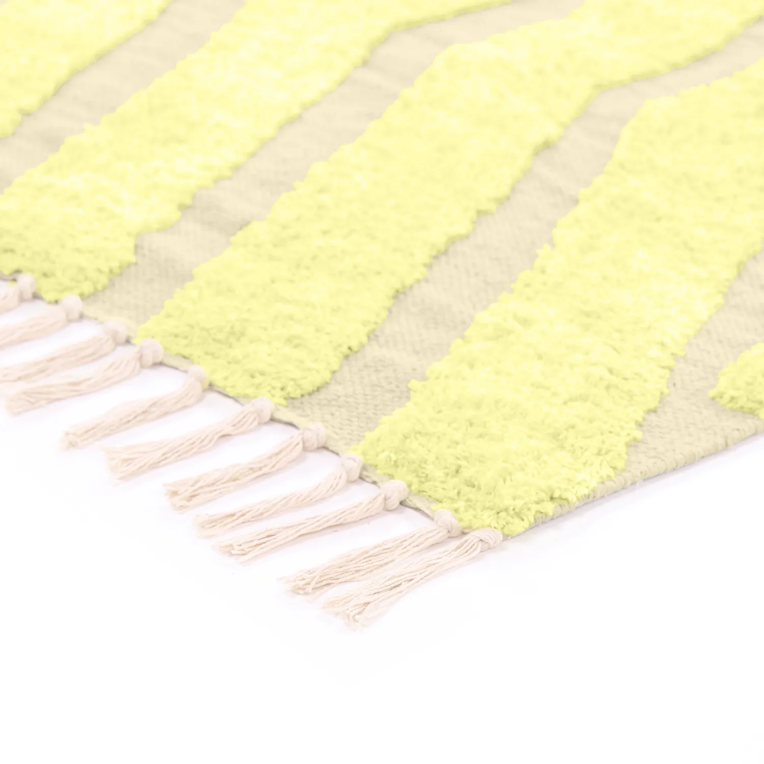 Hoogpolig vloerkleed - Callista Natural Cotton Shaggy (geel)