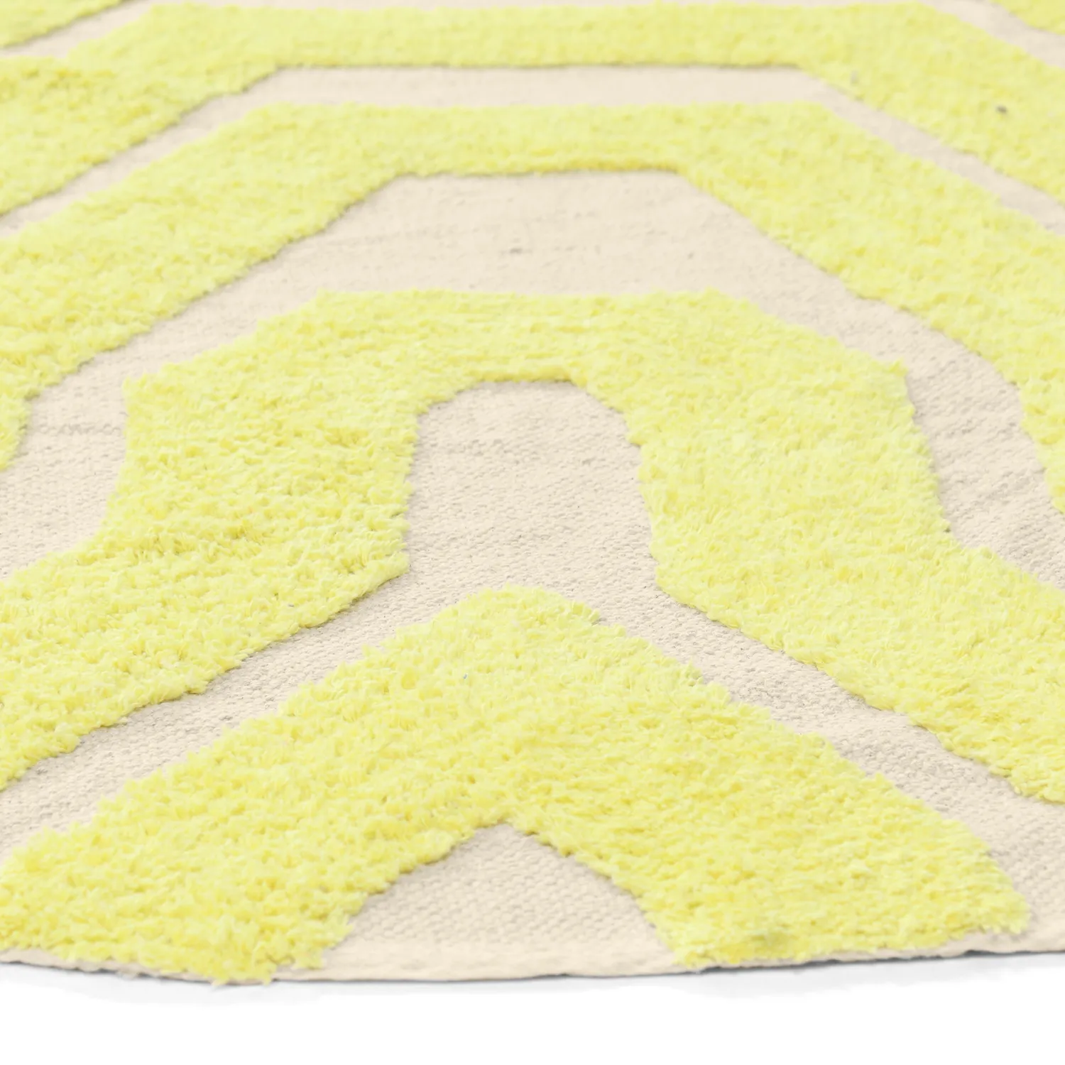 Rond vloerkleed - Callista Natural Cotton Shaggy (geel)